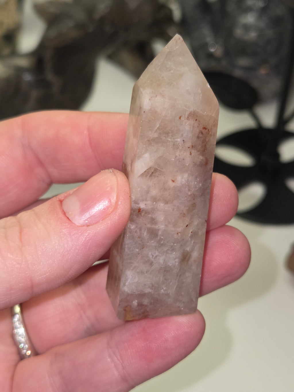 Sunstone and fire quartz crystal tower