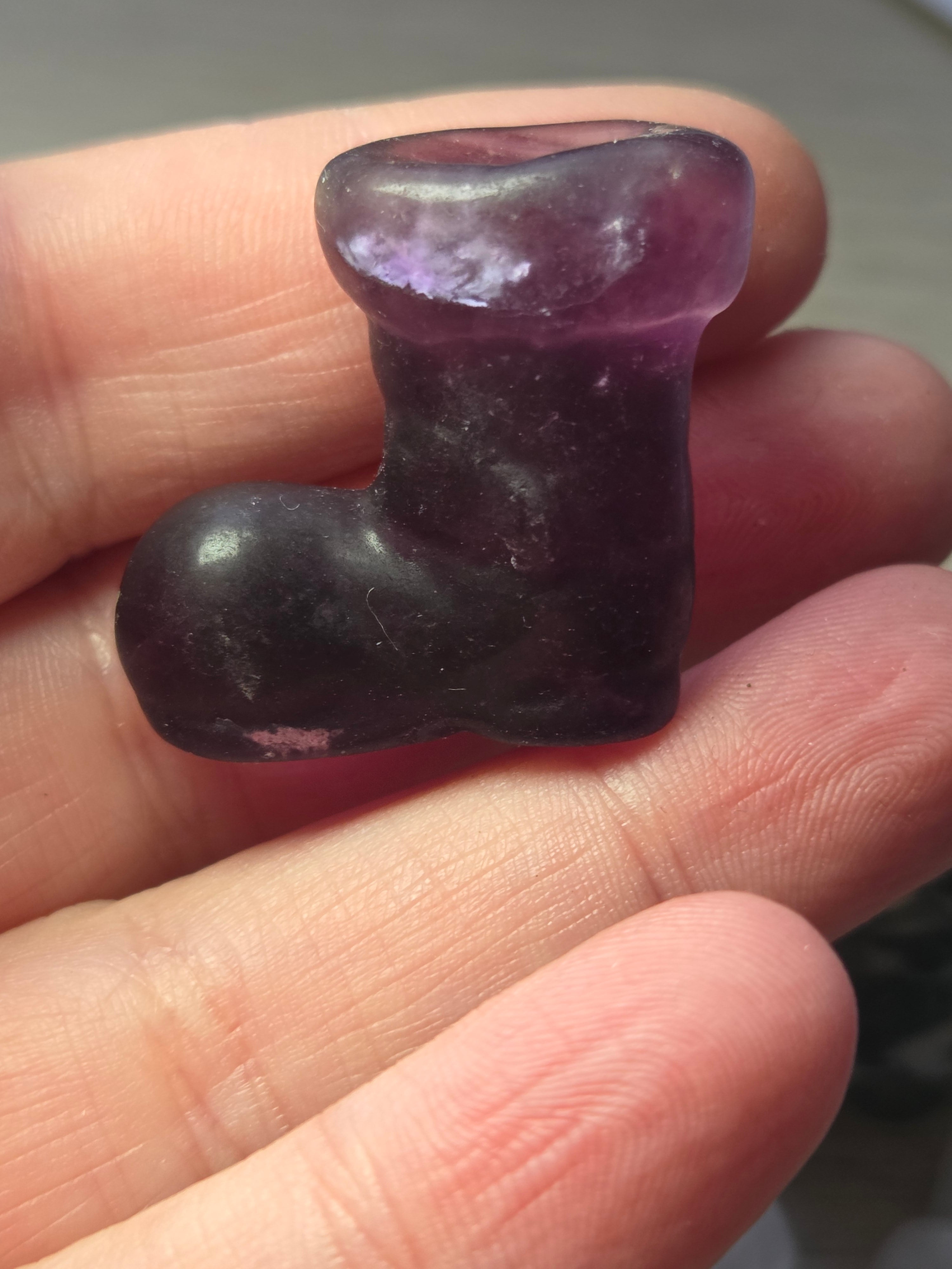 Flourite crystal  boot carving