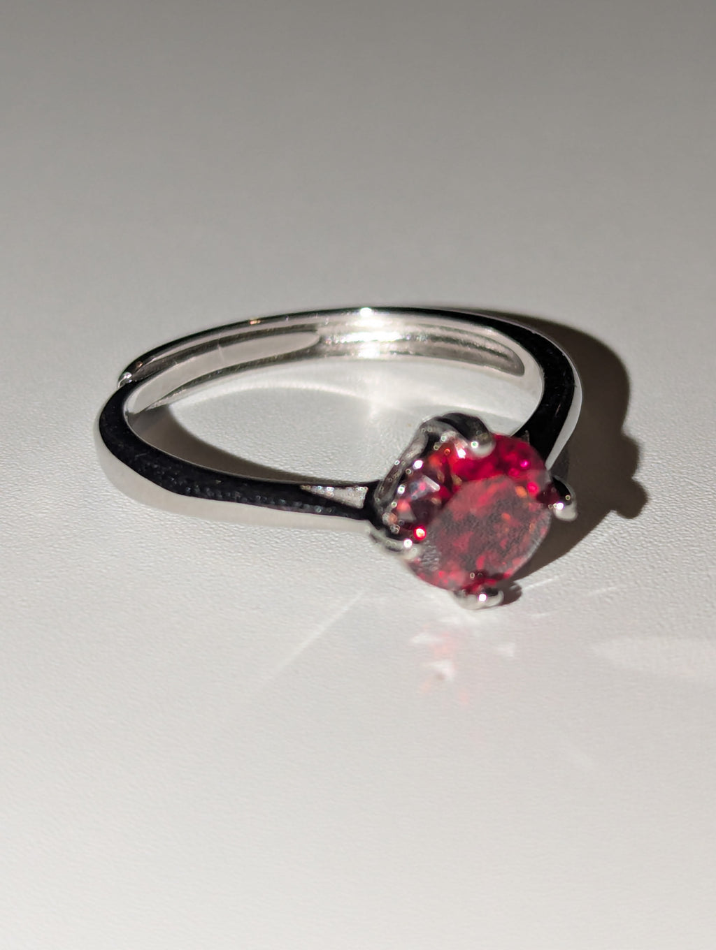 Red Moissanite diamond Adjustable ring