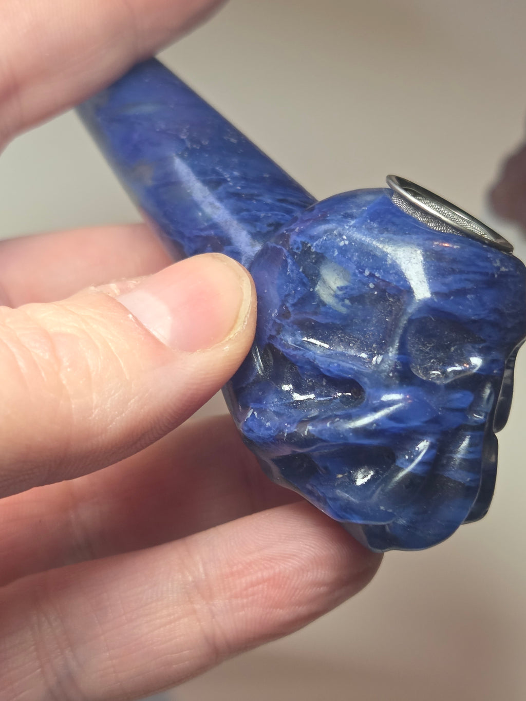 Blue smelling quartz smoking pipe
