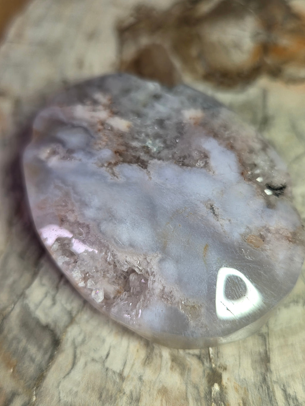 Pink amethyst crystal palmstone