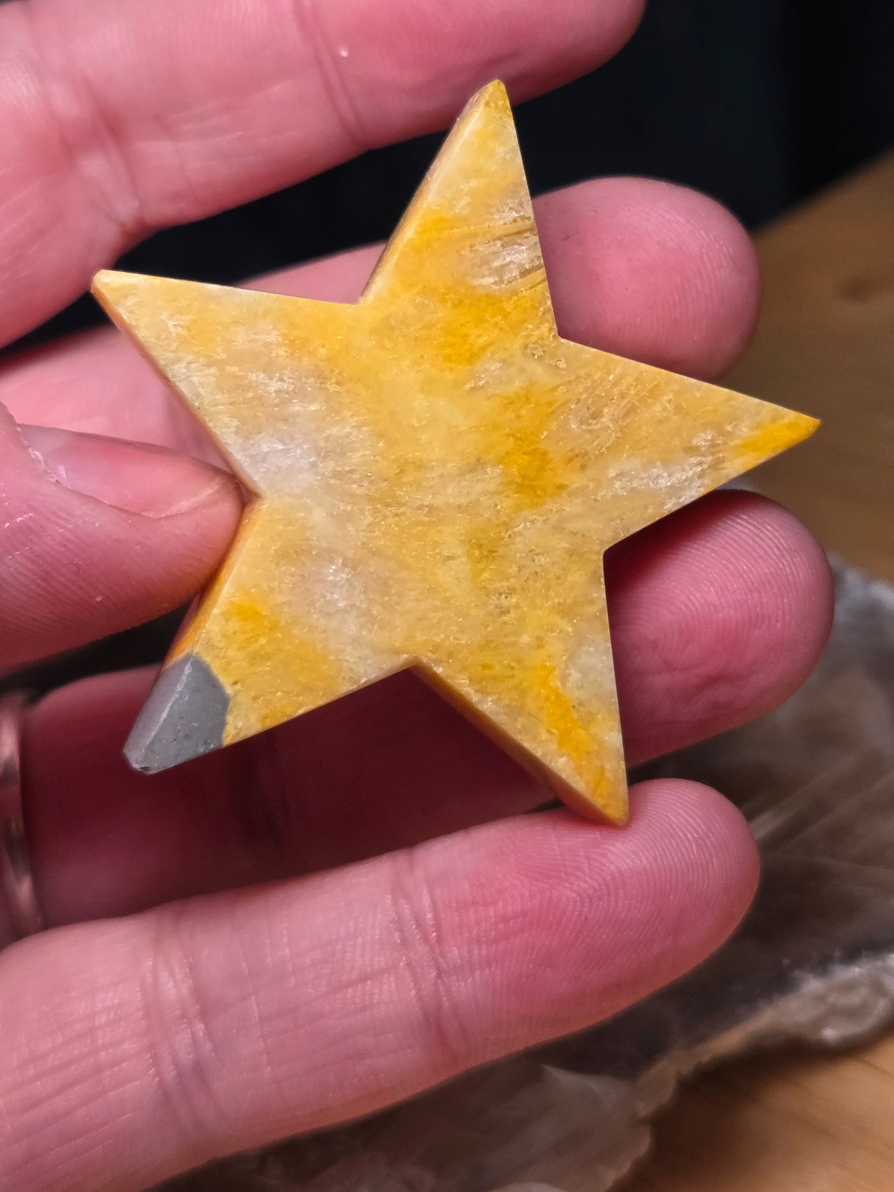 Bumblebee jasper crystal star carving