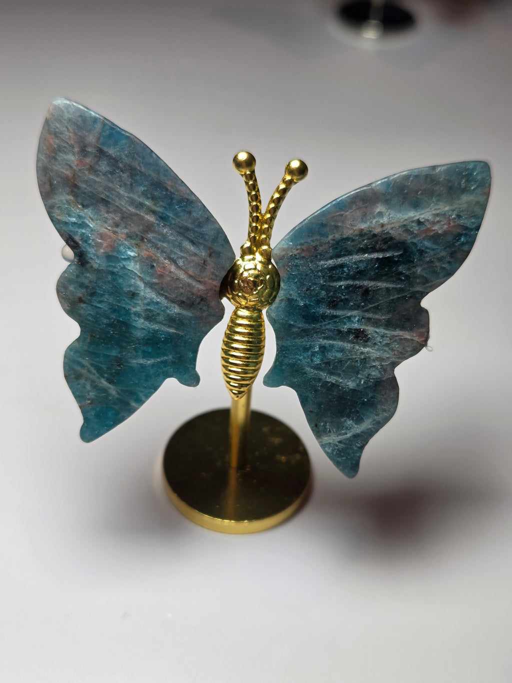 Apatite crystal butterfly crystal on stand