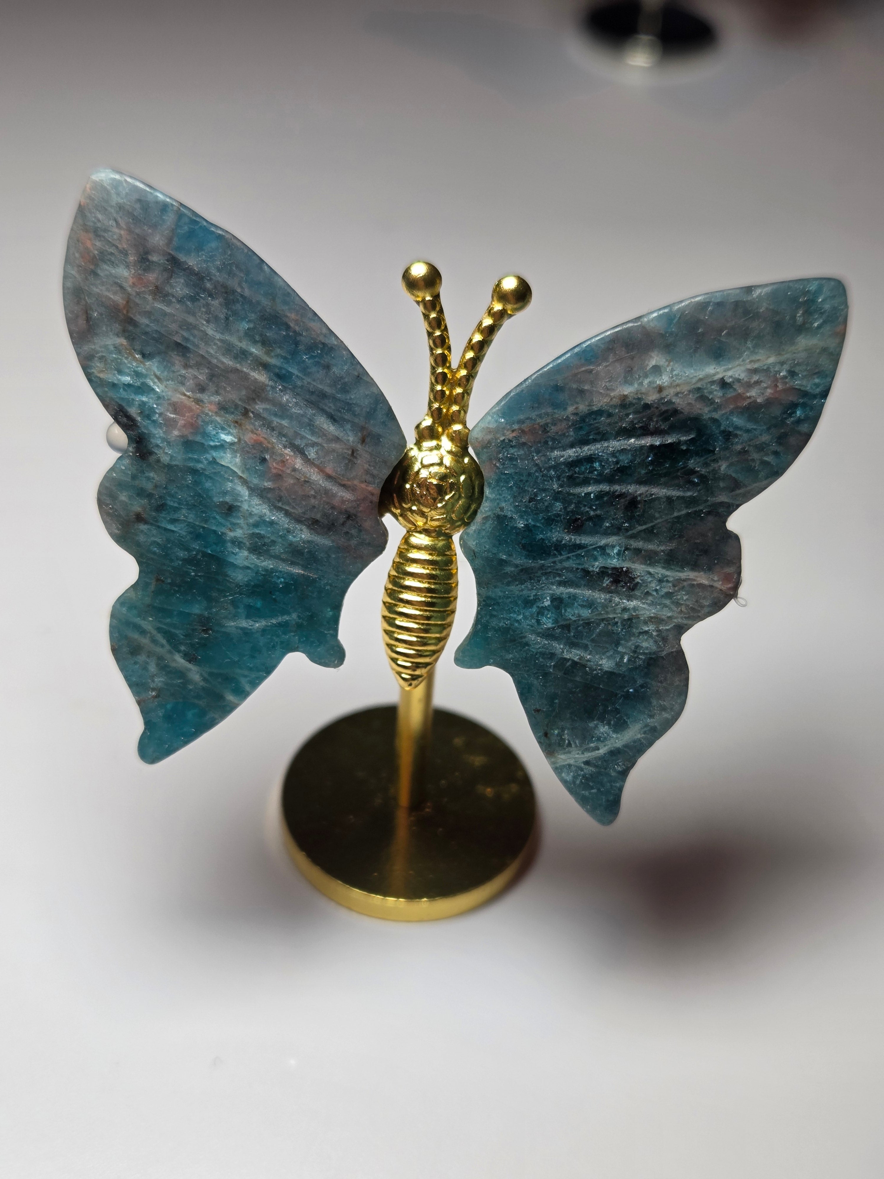 Apatite crystal butterfly crystal on stand