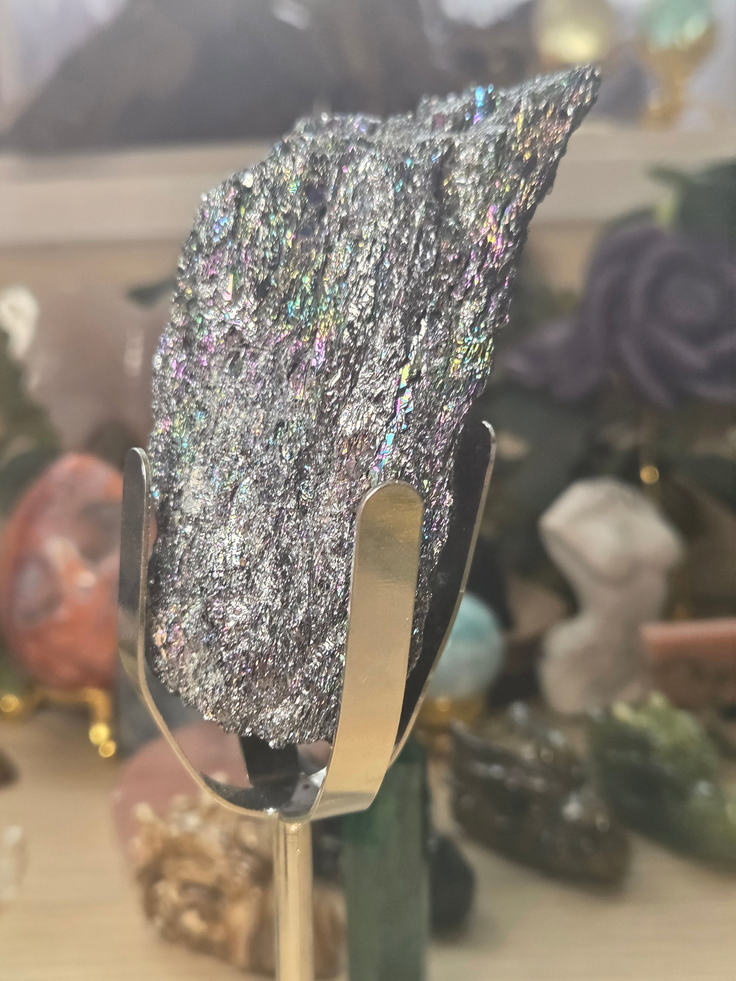 Peacock aura specimen with Stand