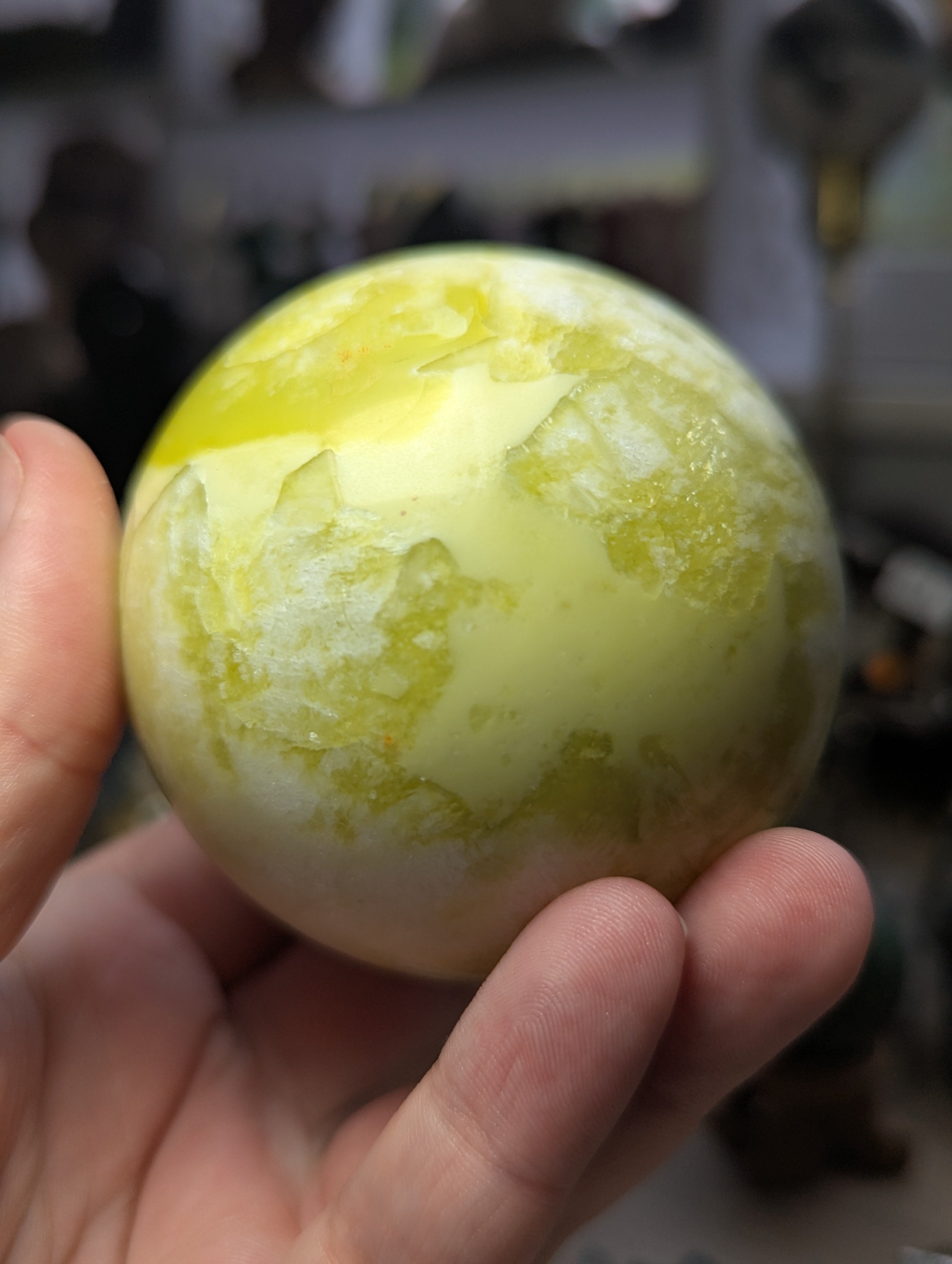Lemon jade crystal sphere 6.6cm