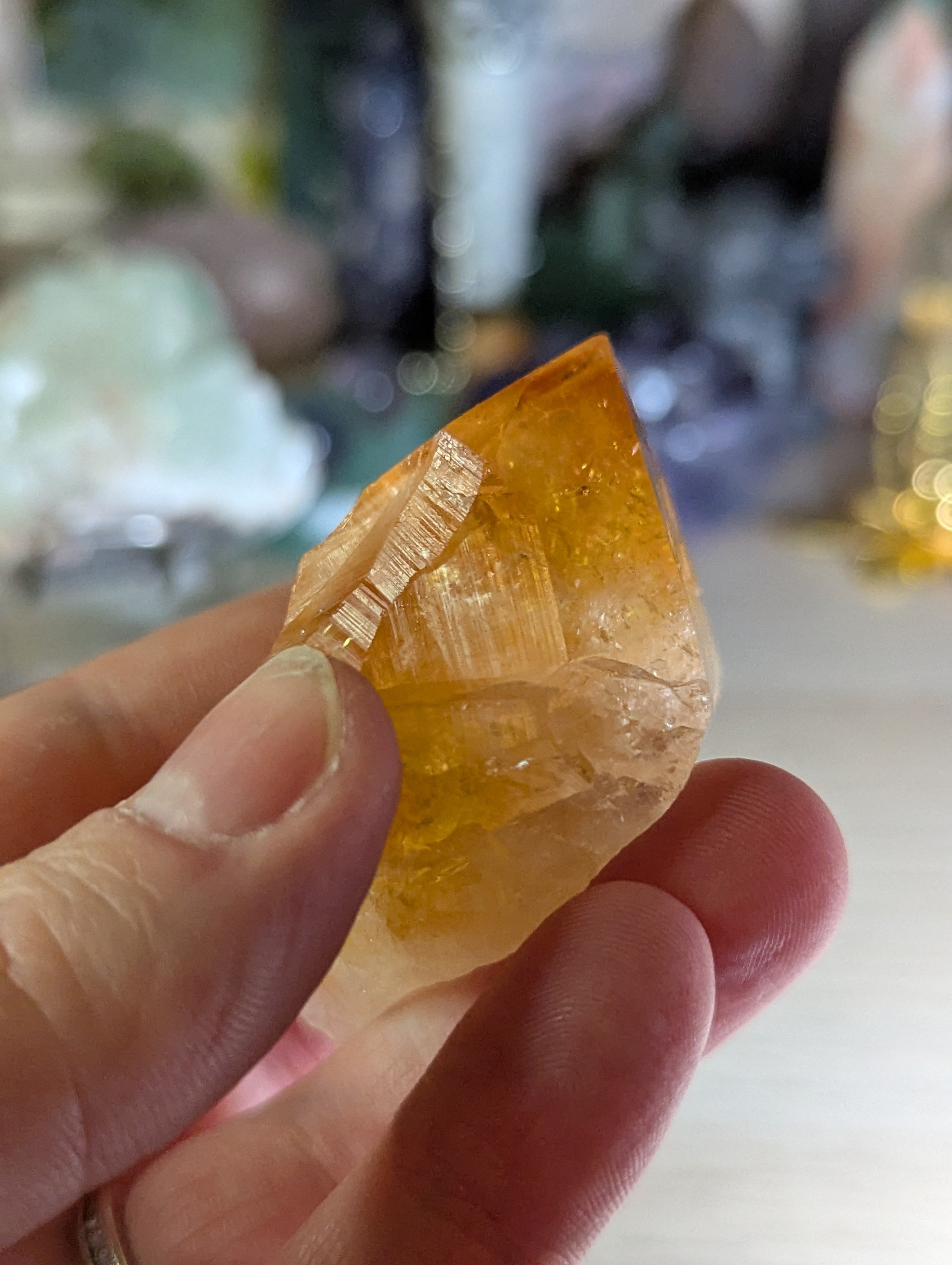 Citrine crystal tooth with stand