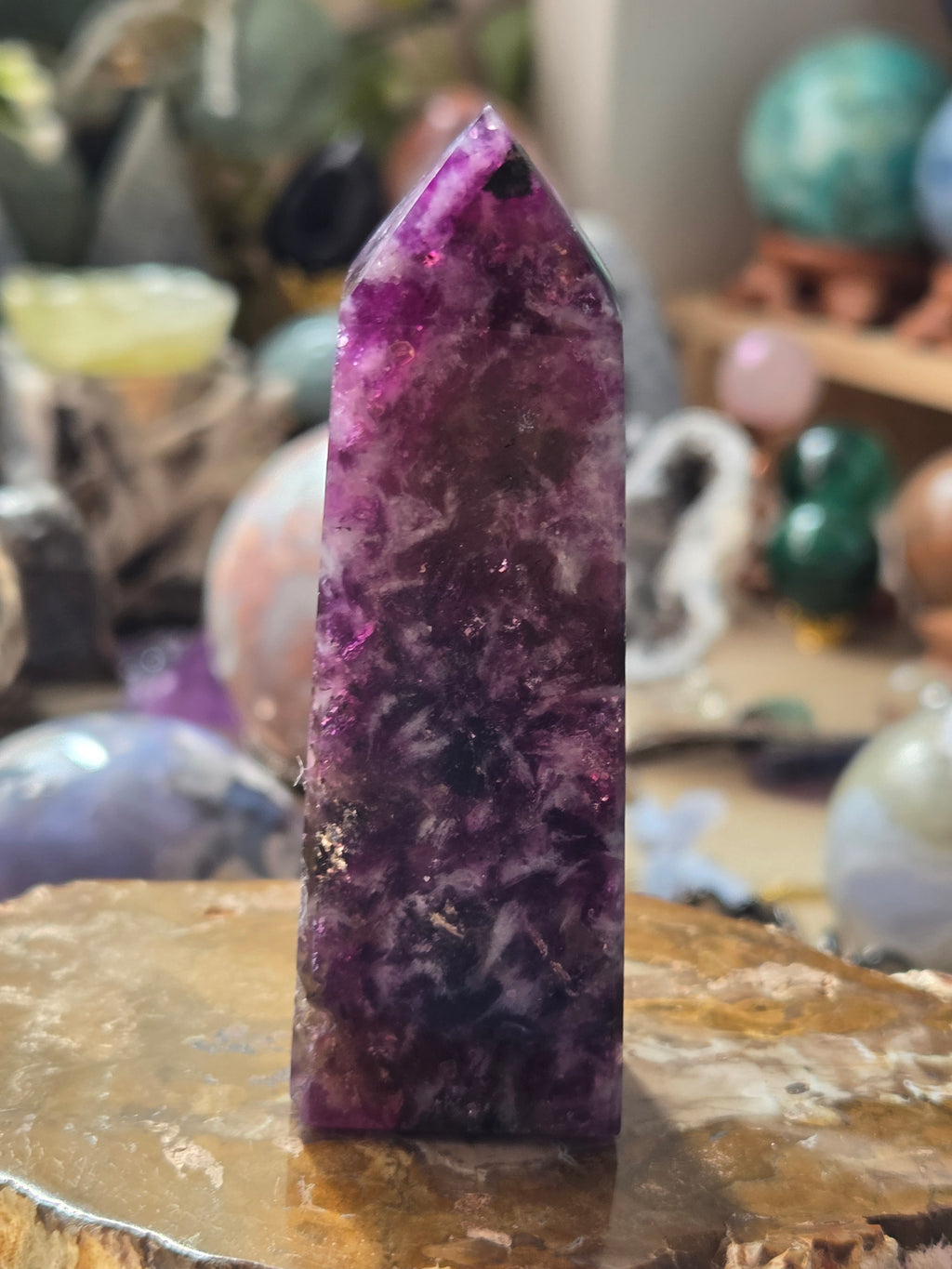 Purple mica crystal tower