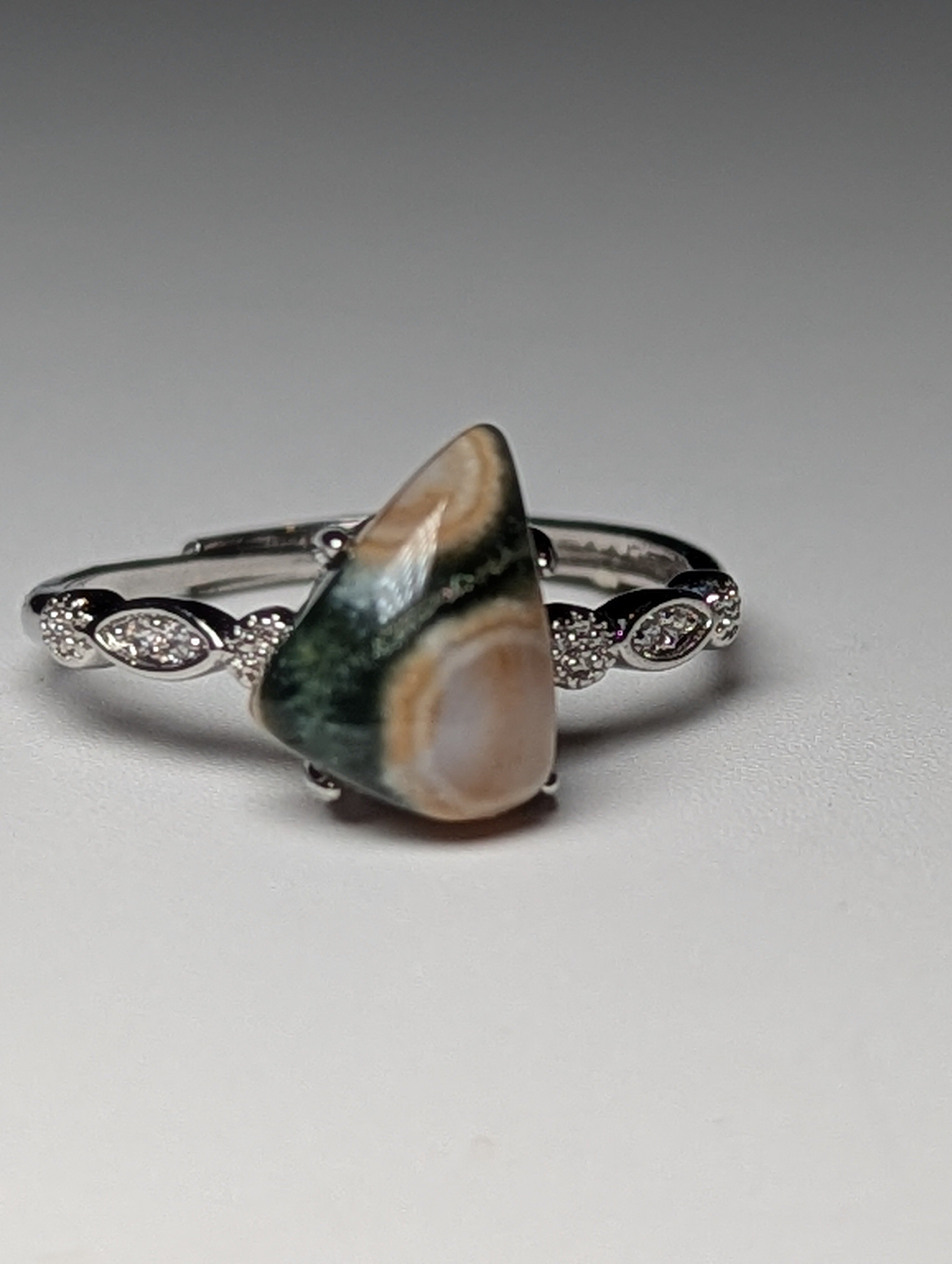 Ocean Jasper crystal Adjustable ring