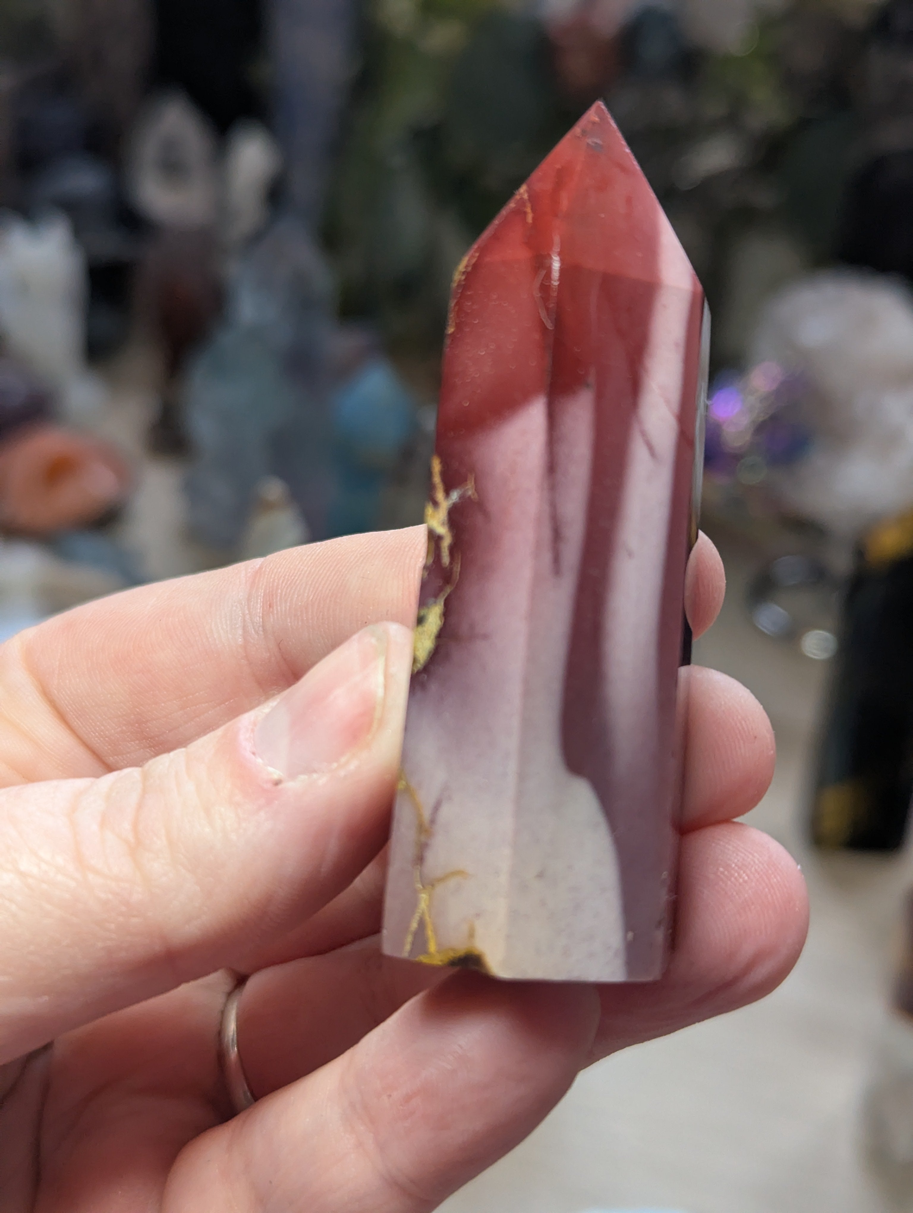 Mookaite crystal tower carving