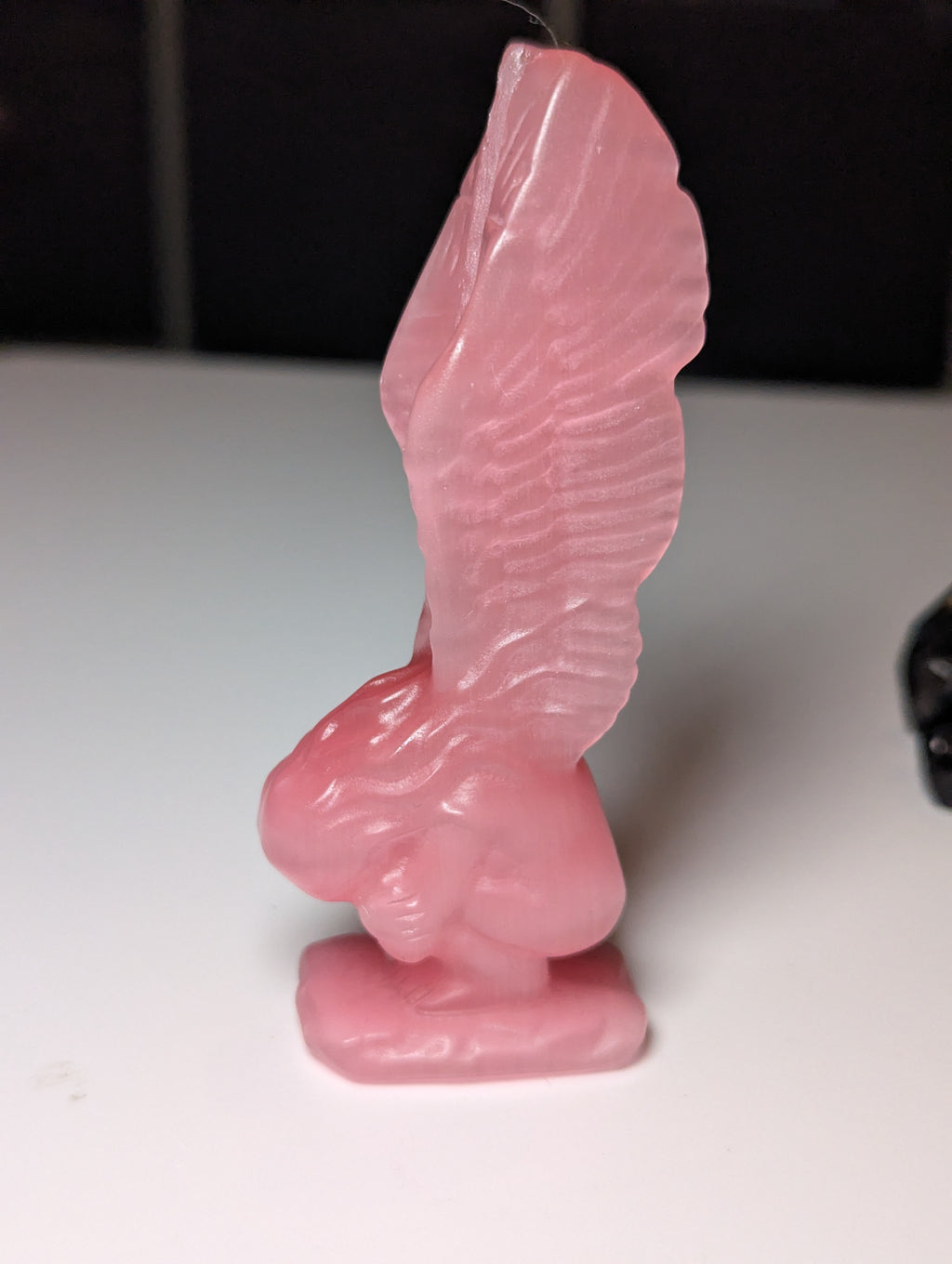 Pink Cats eye crystal fallen Angel carving