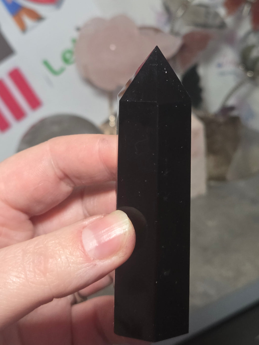 Obsidian crystal tower carving