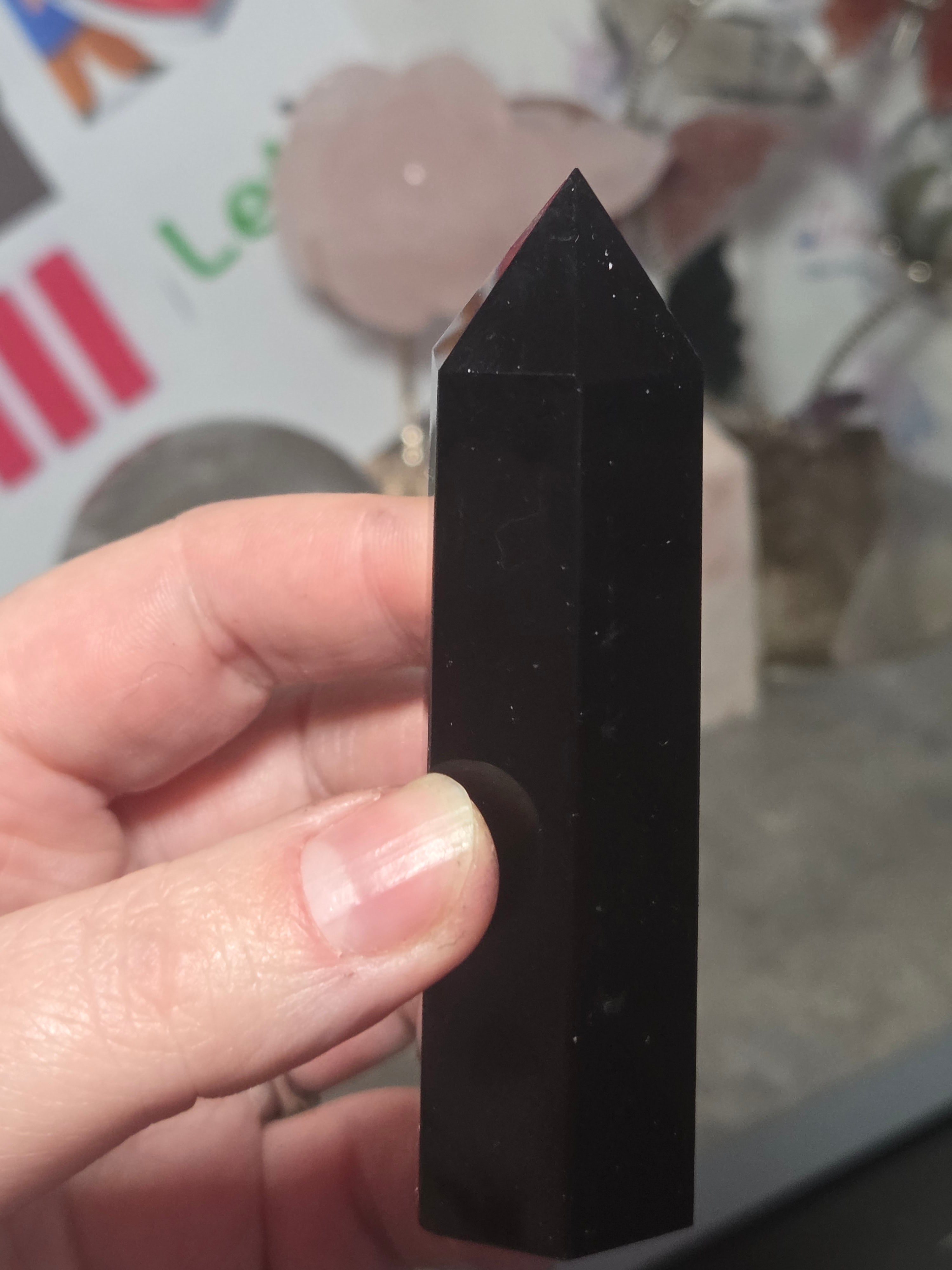 Obsidian crystal tower carving