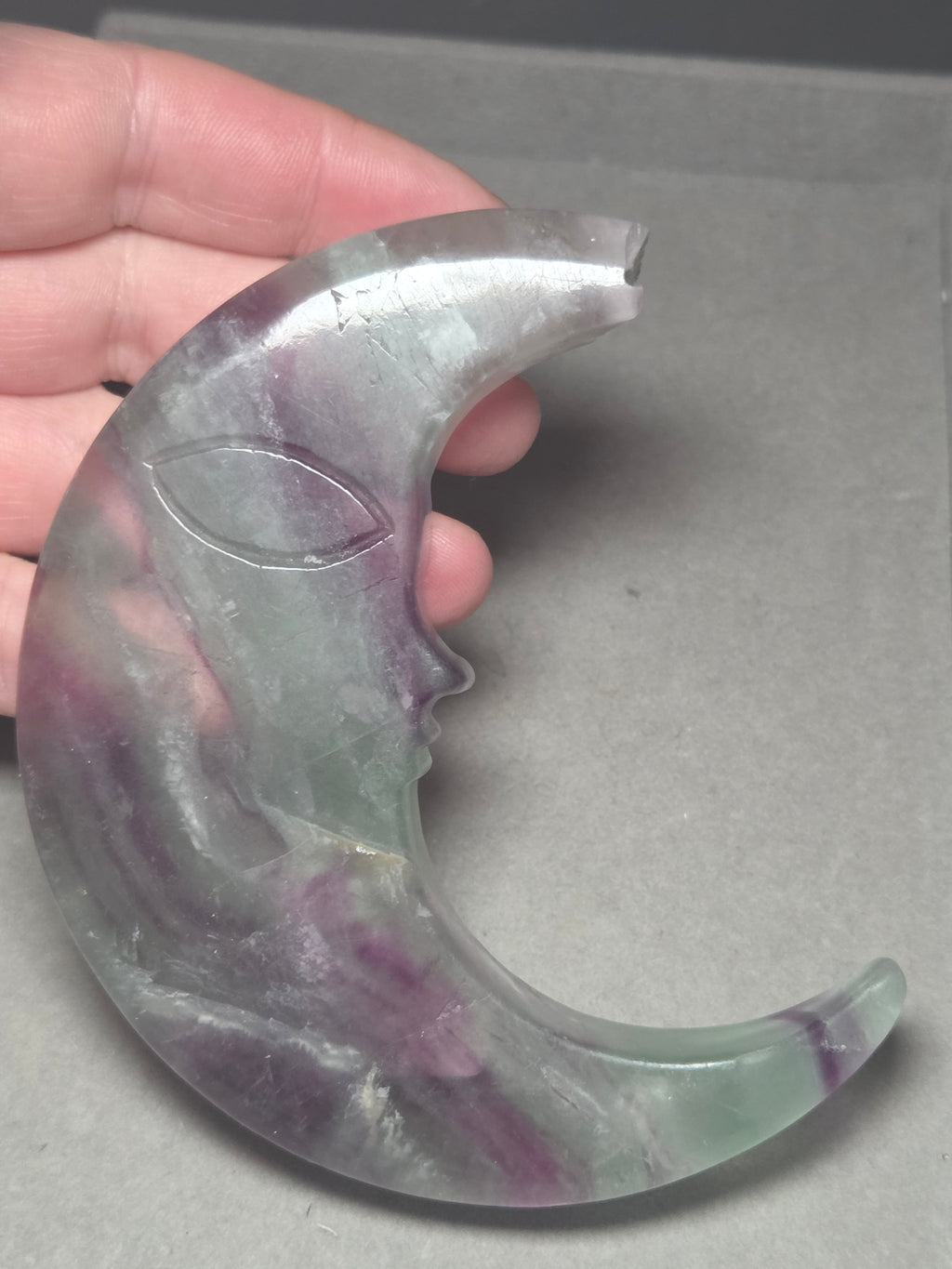Hospital  - Damage  tip of the moon  Rainbow Fluorite comes with the Stand