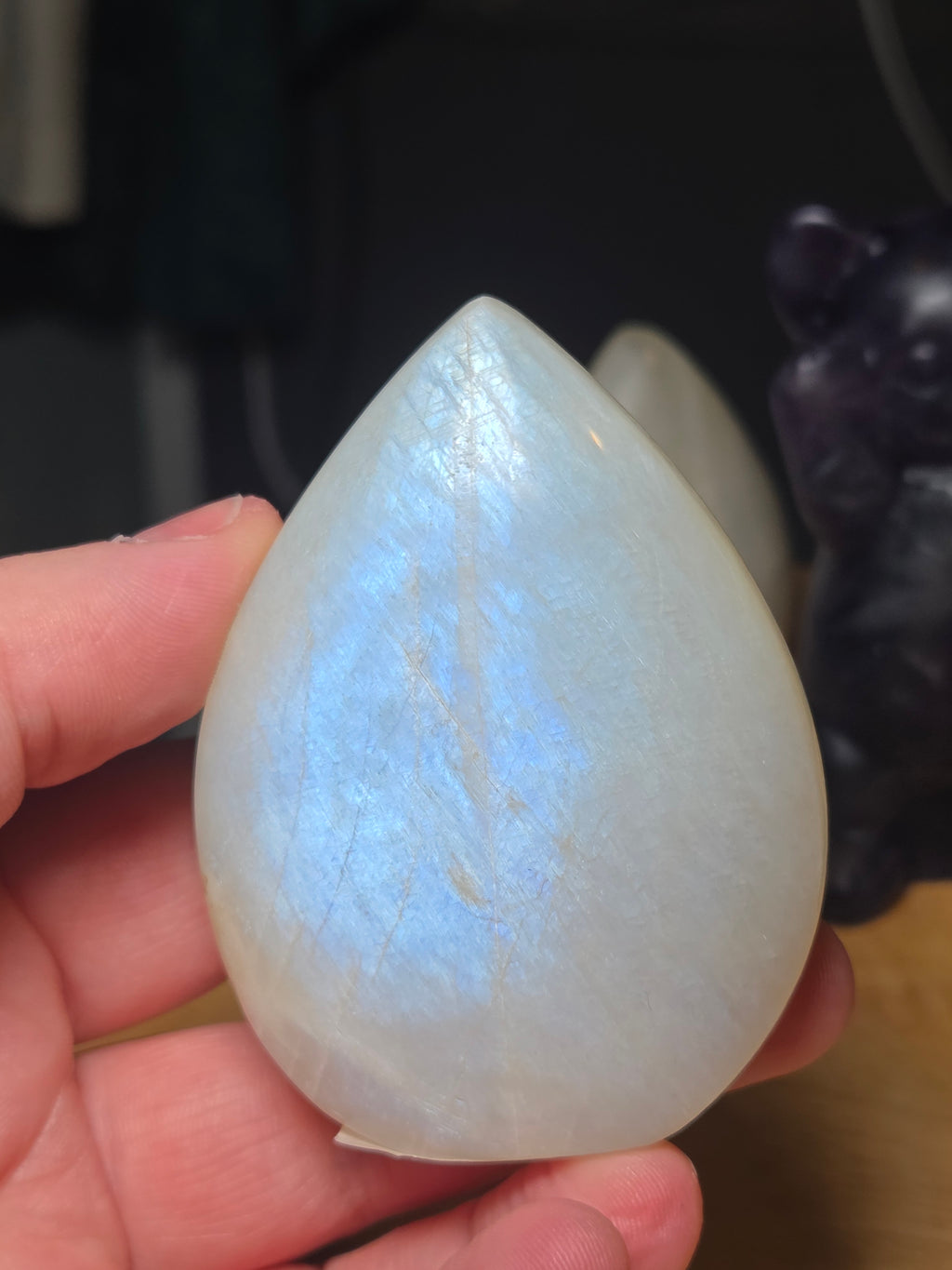 Rainbow moonstone crystal tear drop freeform