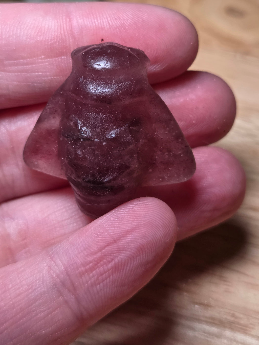 Strawberry quartz crystal fly carving