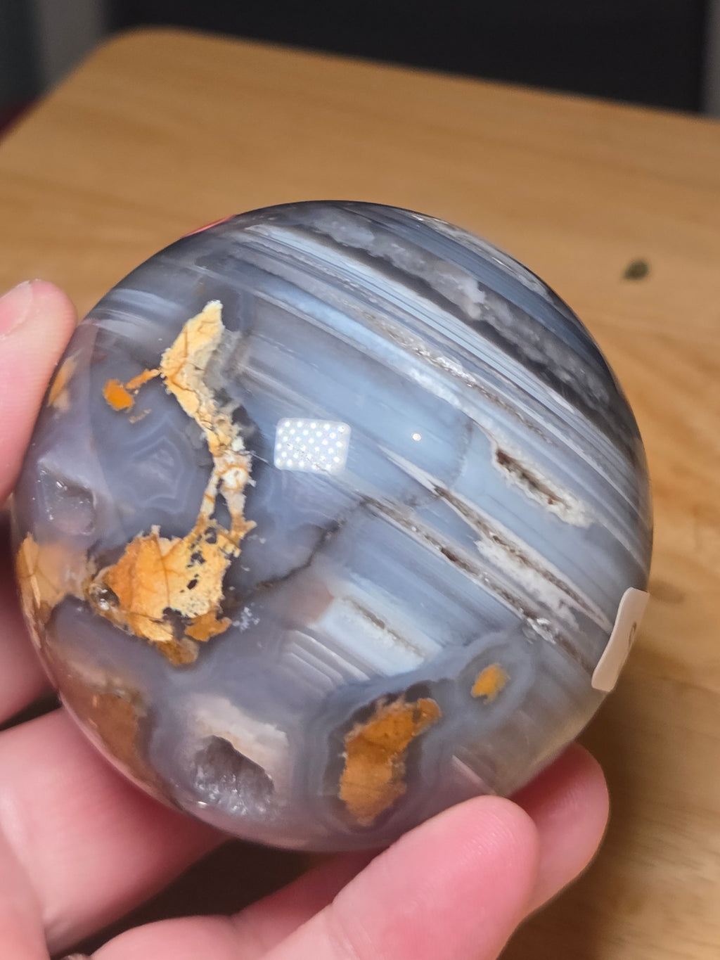 Natural black flower agate crystal sphere