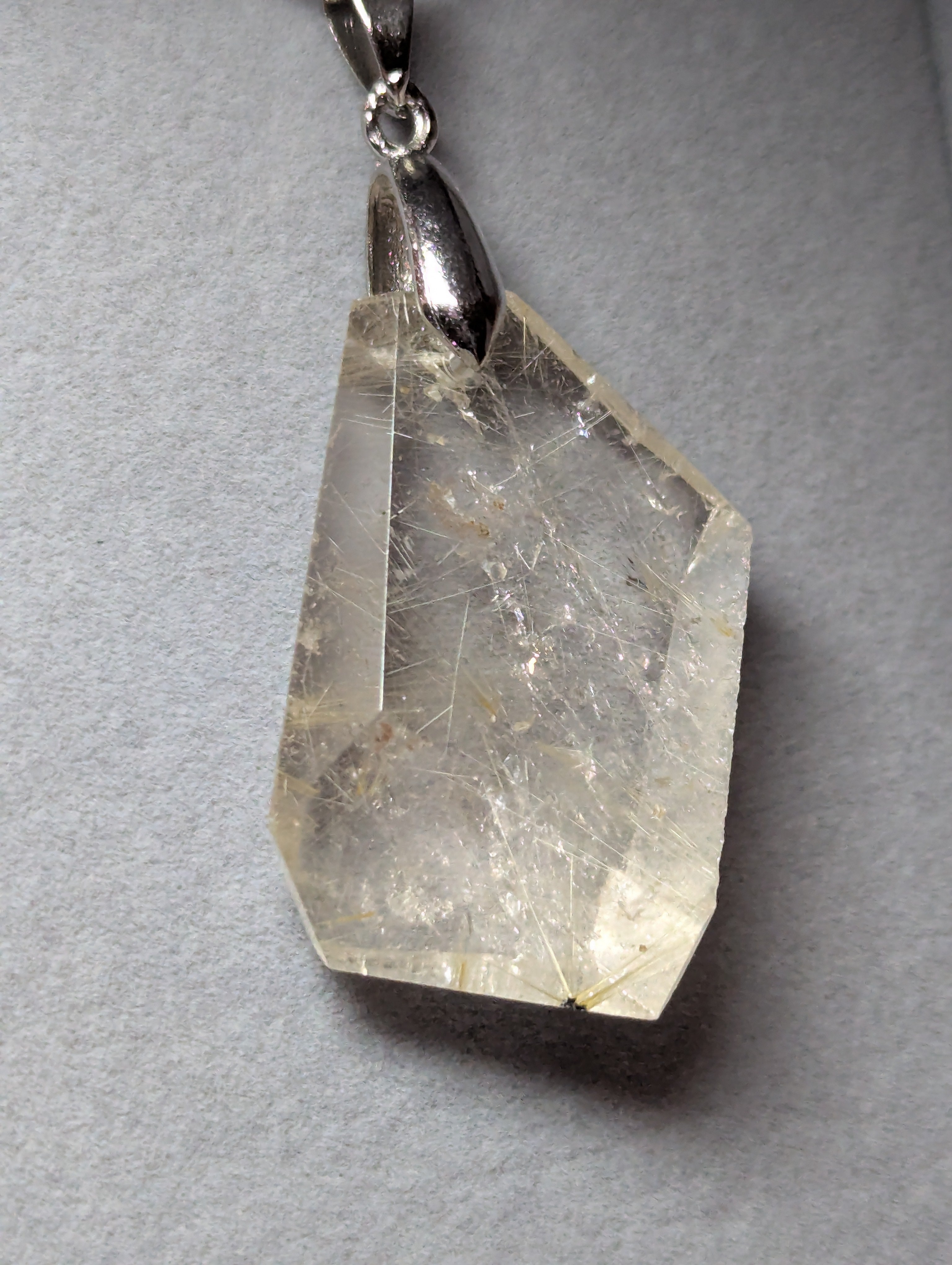 Golden  hair rutile crystal handmade necklace