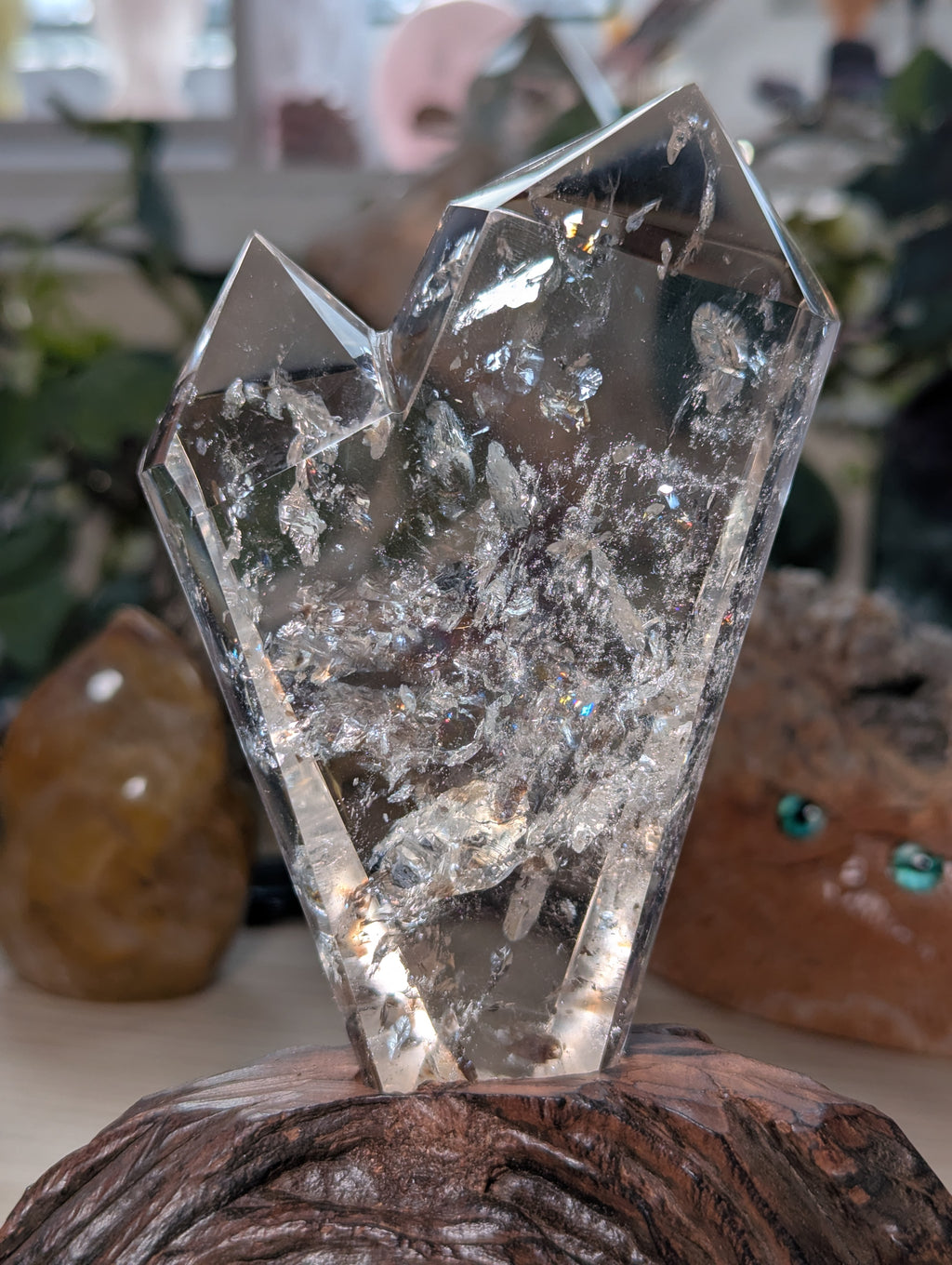 Grade AAAA Clear quartz dual tower carving