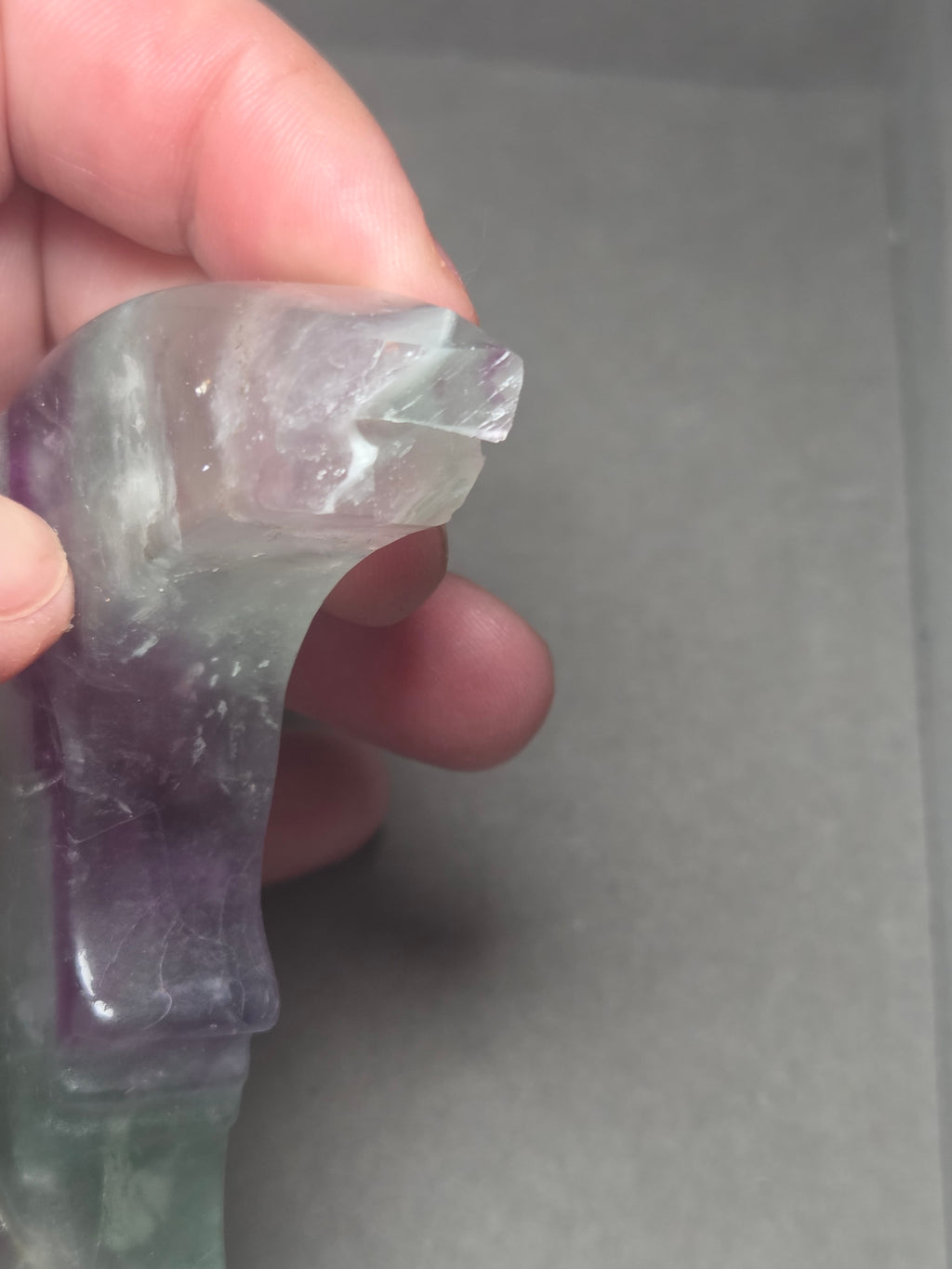 Hospital  - Damage  tip of the moon  Rainbow Fluorite comes with the Stand