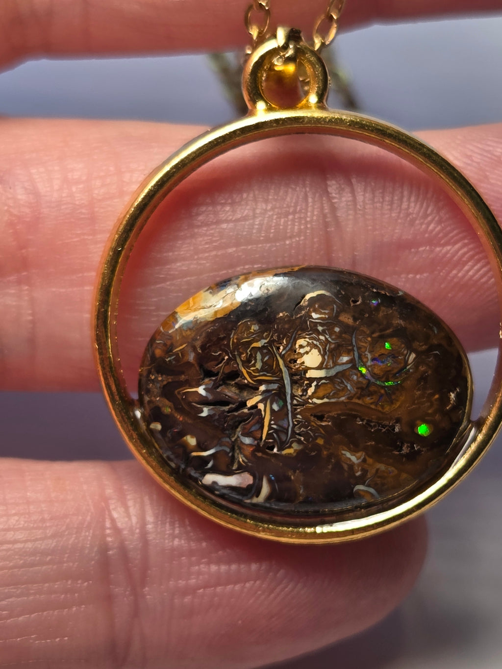 Australian bolder opal crystal necklace