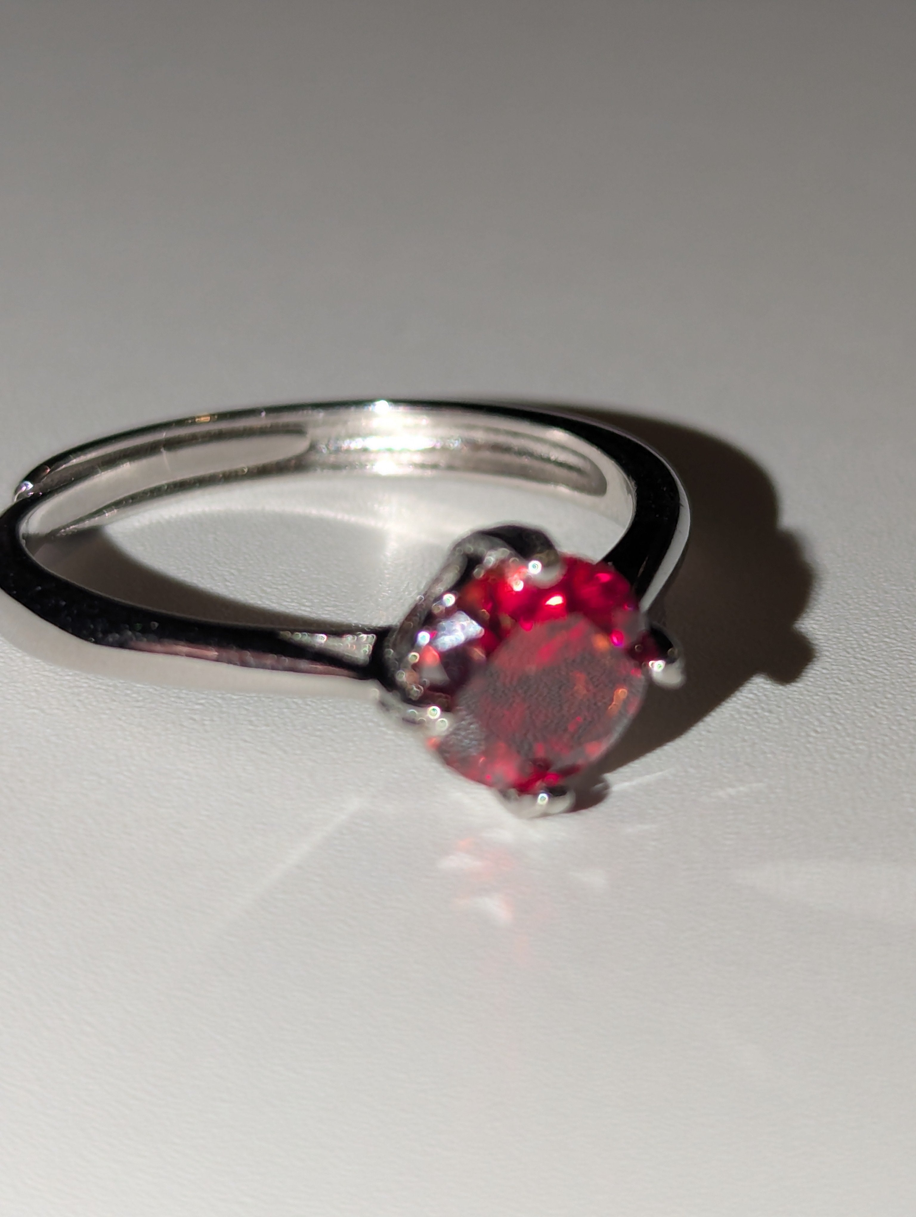 Red Moissanite diamond Adjustable ring