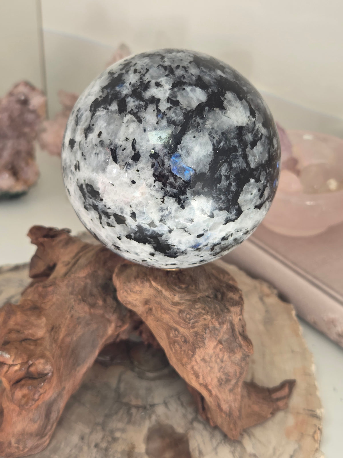 Rainbow moonstone crystal sphere
