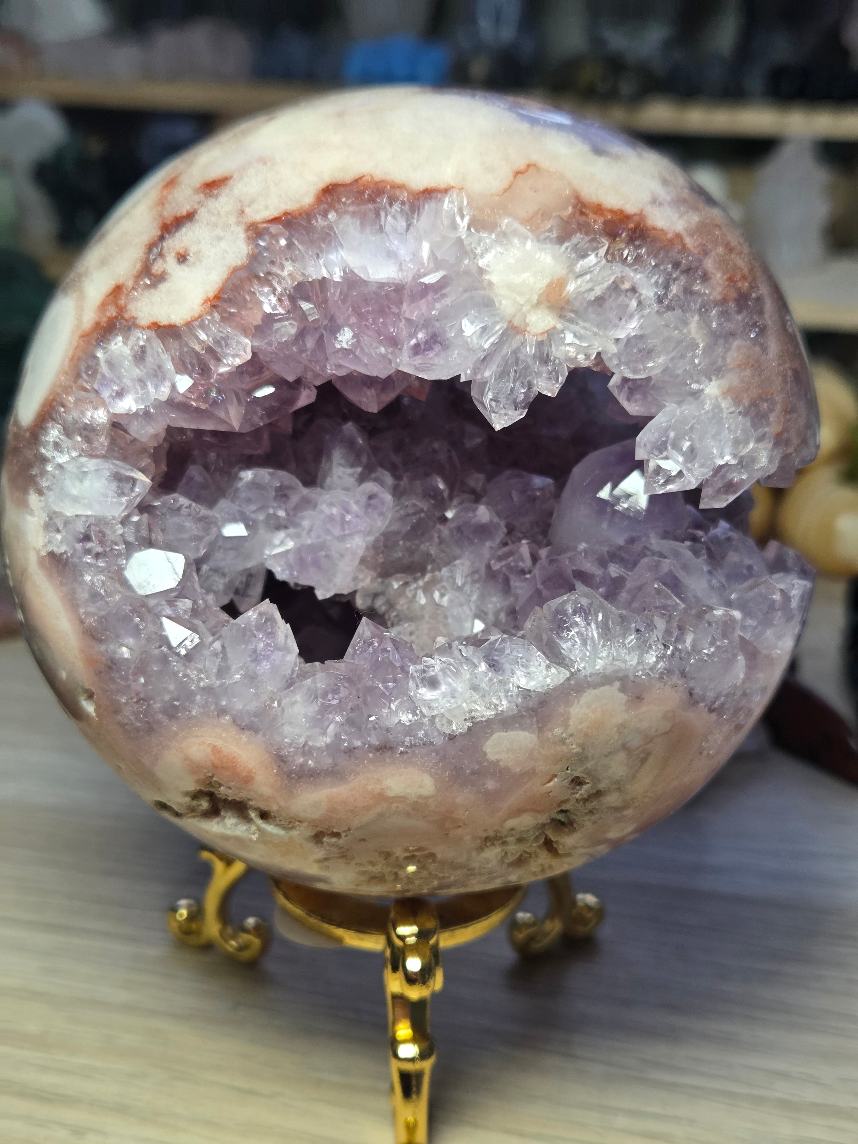 Pink amethyst crystal  sphere 10cm Grade AAAA  was £1250