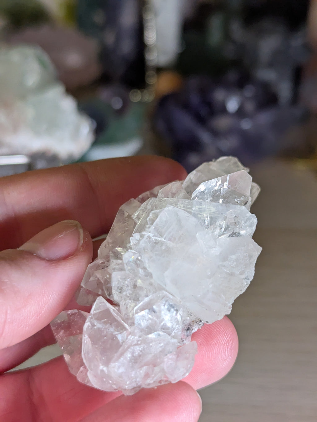 Stunning Crystal diamond Apophyllite incase