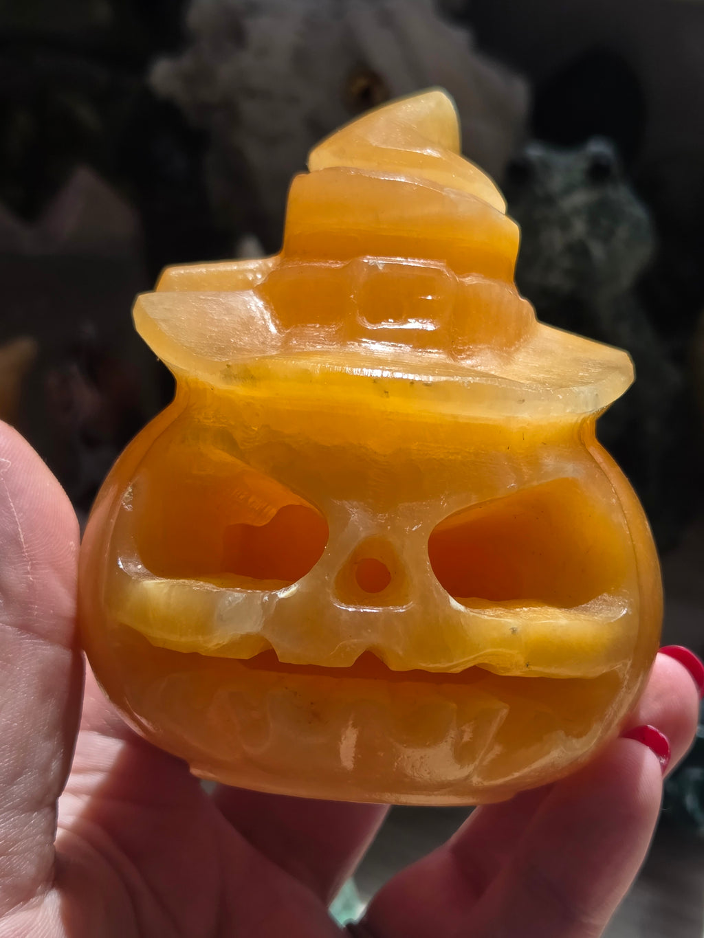 Orange calcite crystal pumpkin