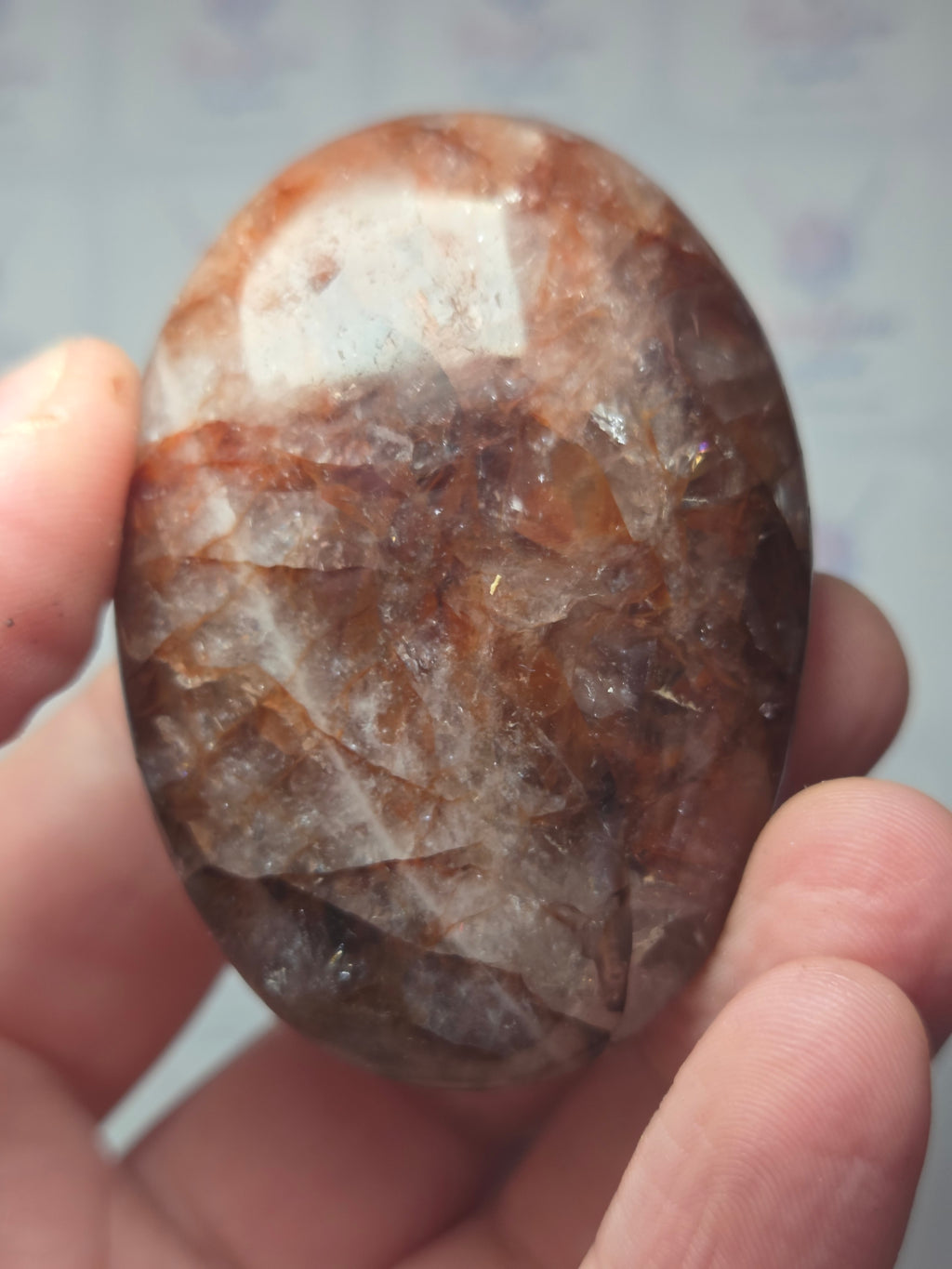 Fire quartz crystal palm stone