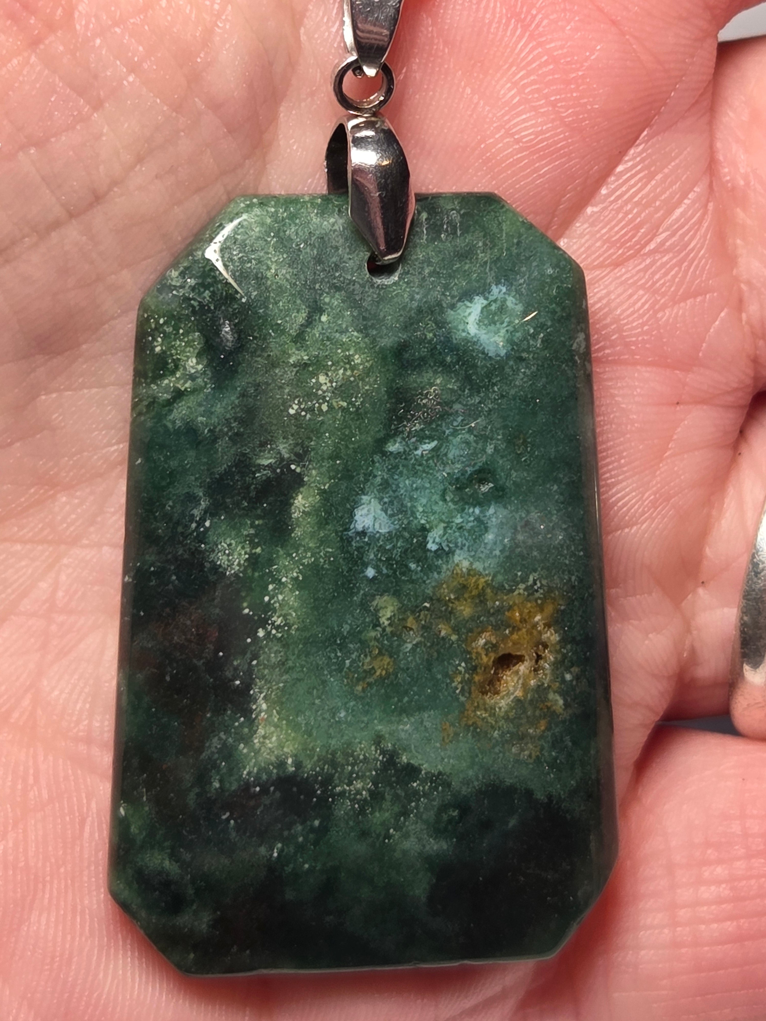 Stunning moss Agate crystal handmade necklace