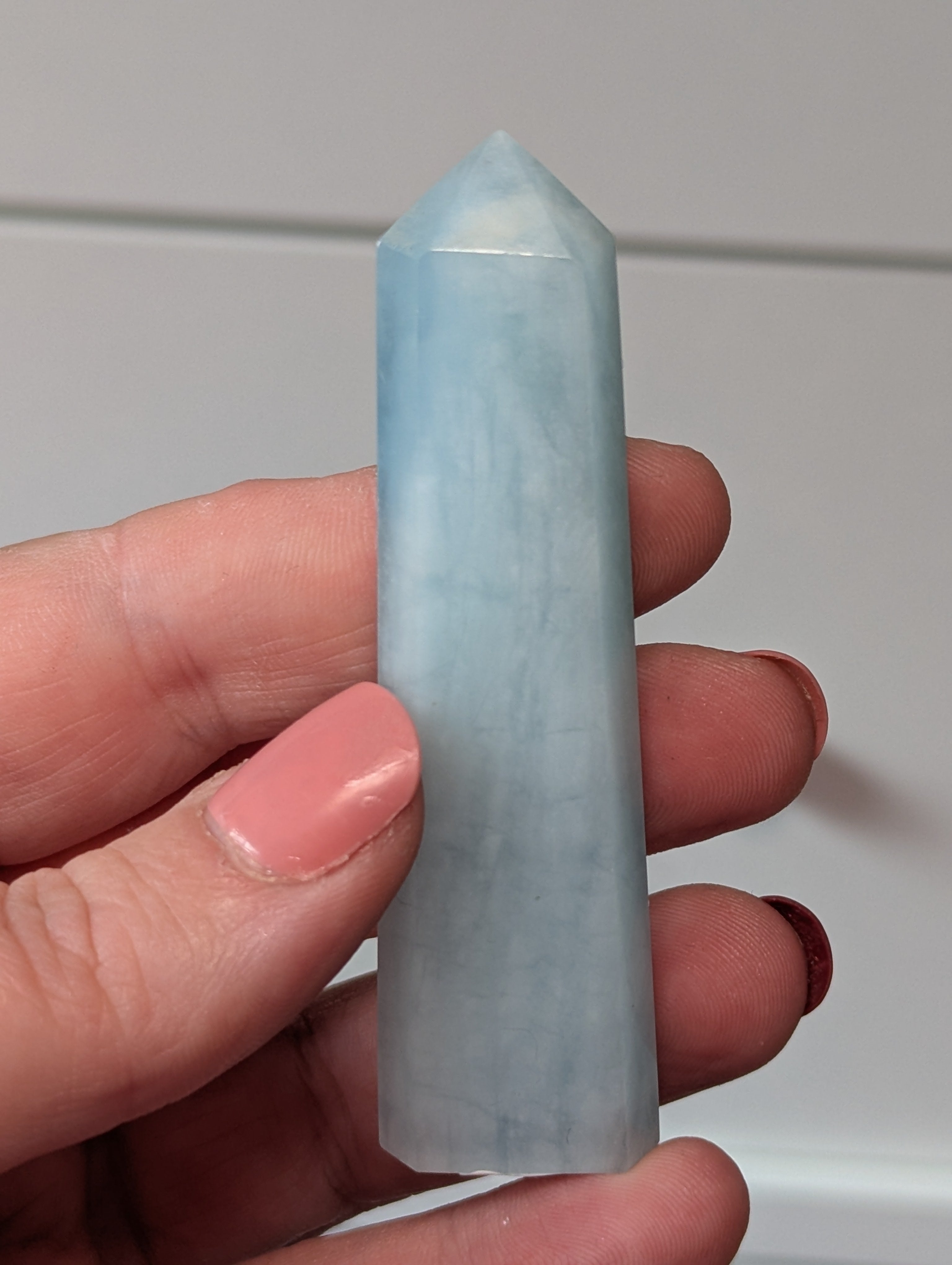 Aquamarine crystal tower carving