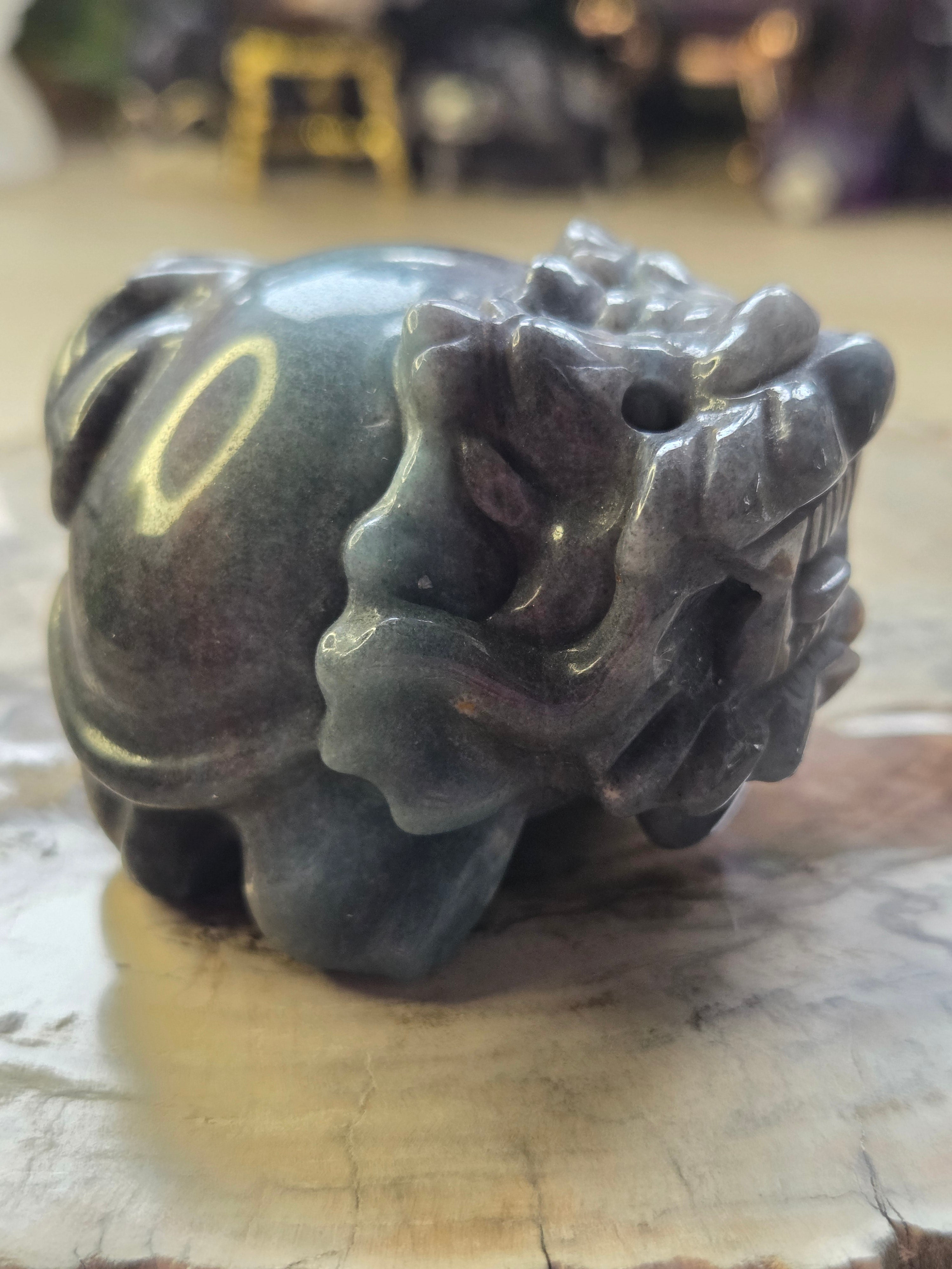 Trolite crystal dragon turtle carving