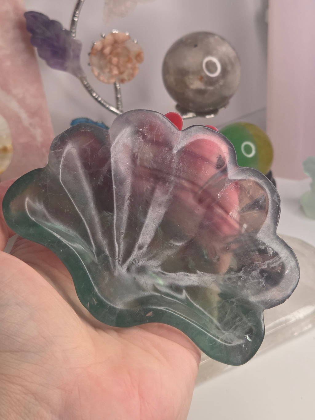Amazing  Flourite crystal peacock crystal and stand