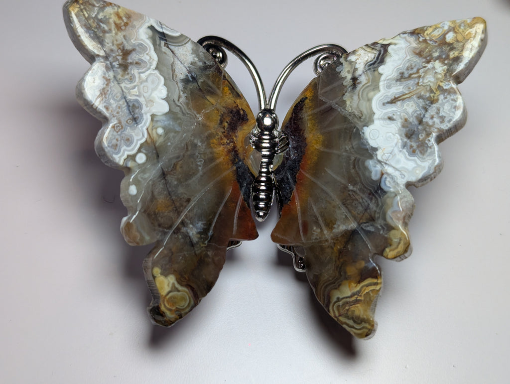 Mexican agate crystal butterfly