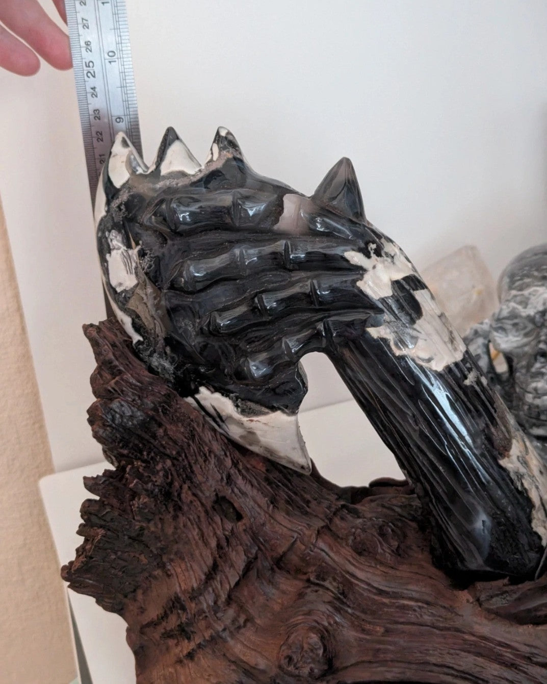 Amazing volcano Agate crystal Axe with custom stand - 30% off on checkout