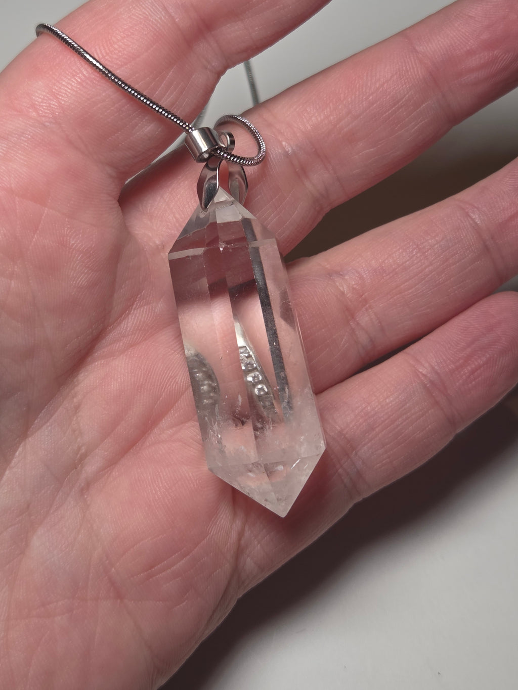 Grade AA Clear quartz crystal handmade necklace