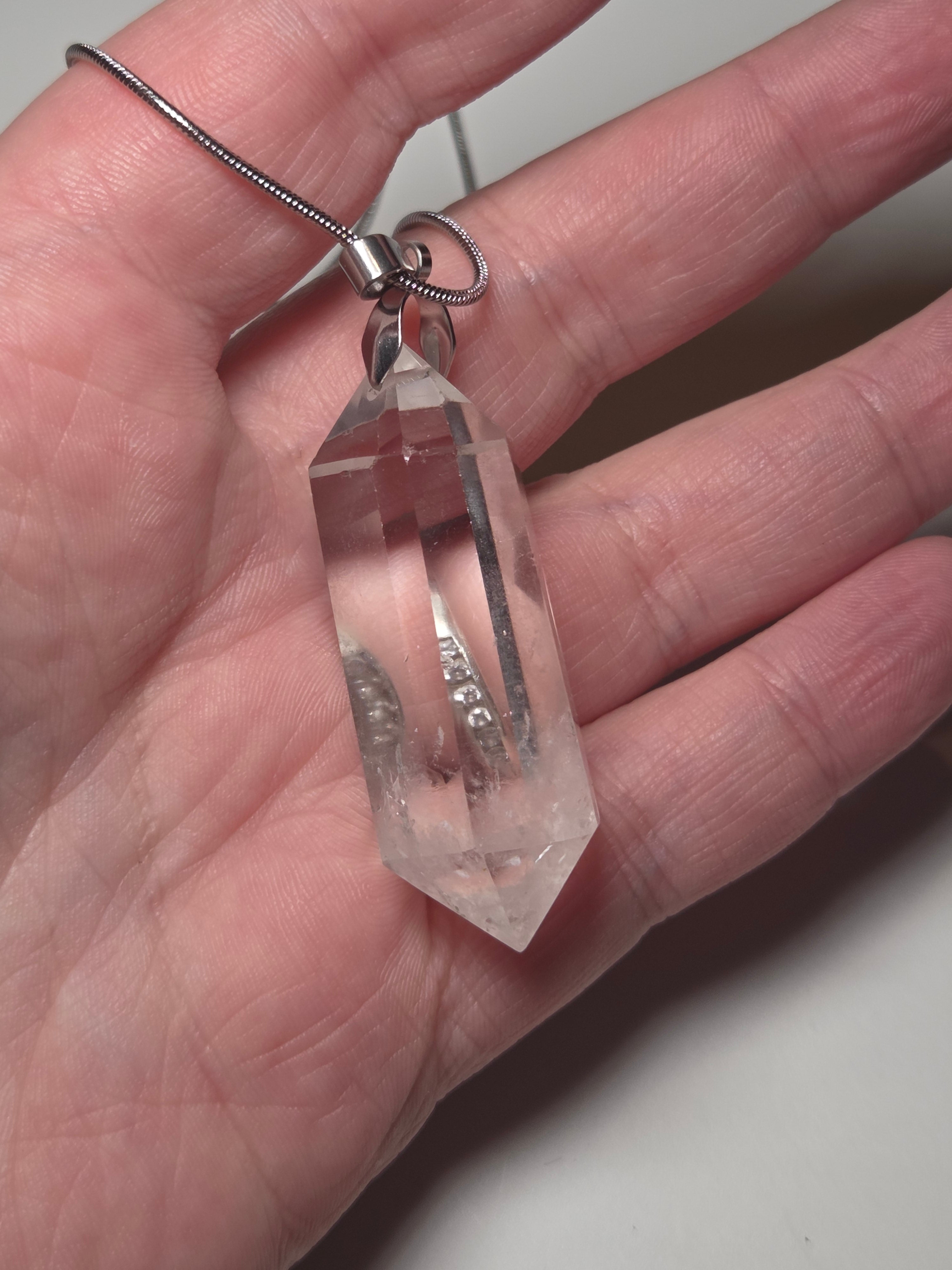 Grade AA Clear quartz crystal handmade necklace
