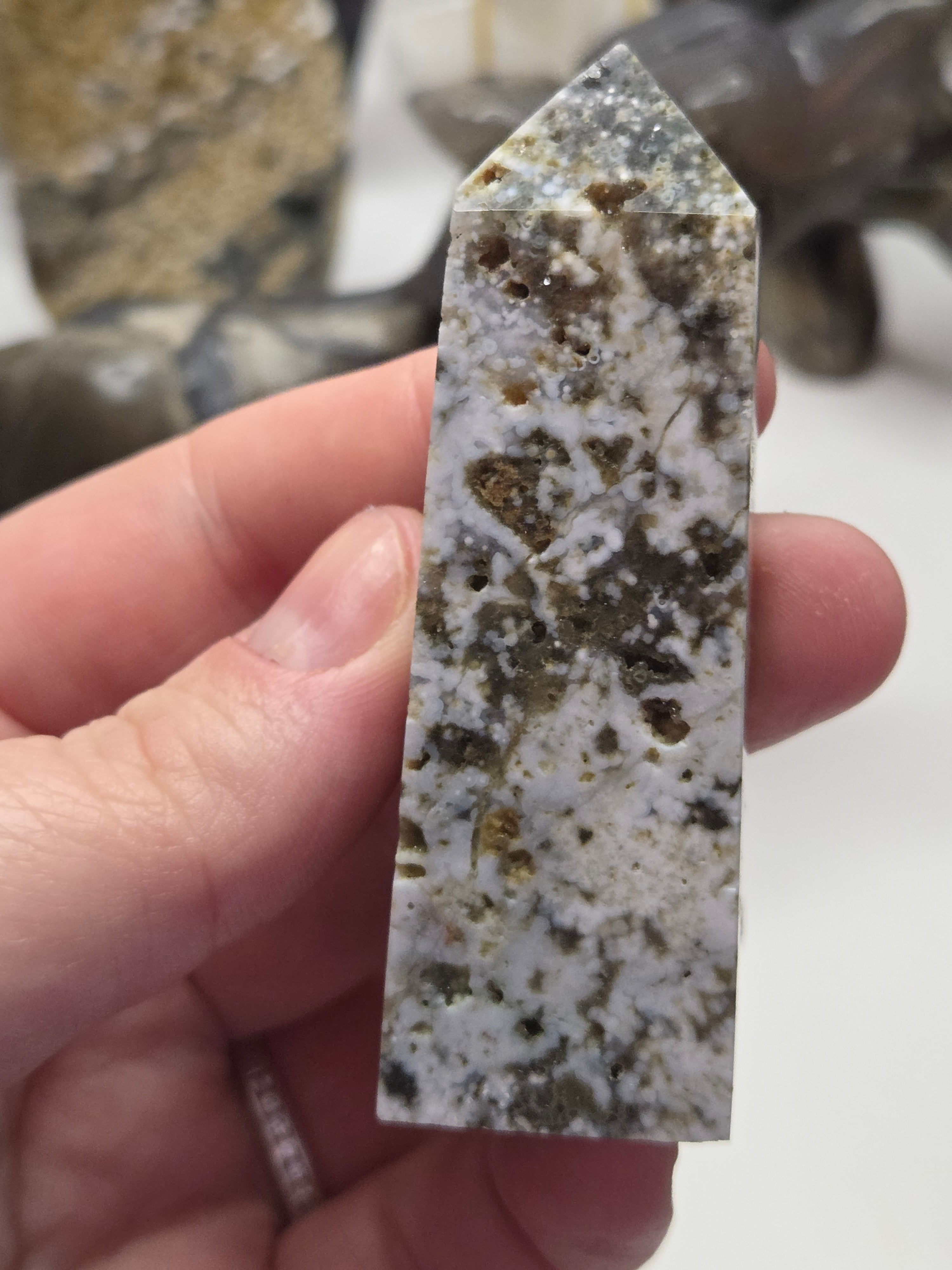 Ocean Jasper crystal tower carving