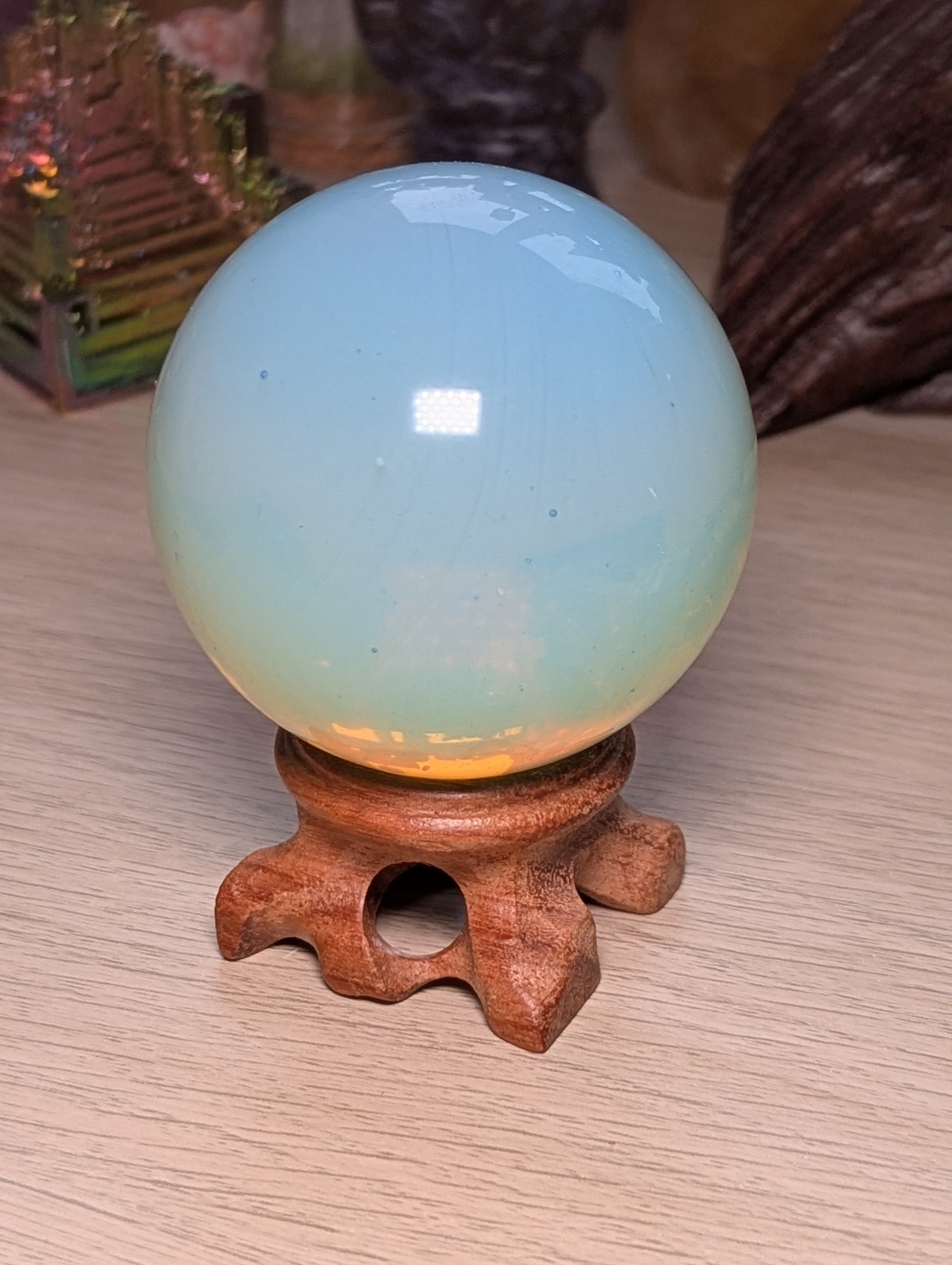 Opalite crystal sphere with stand