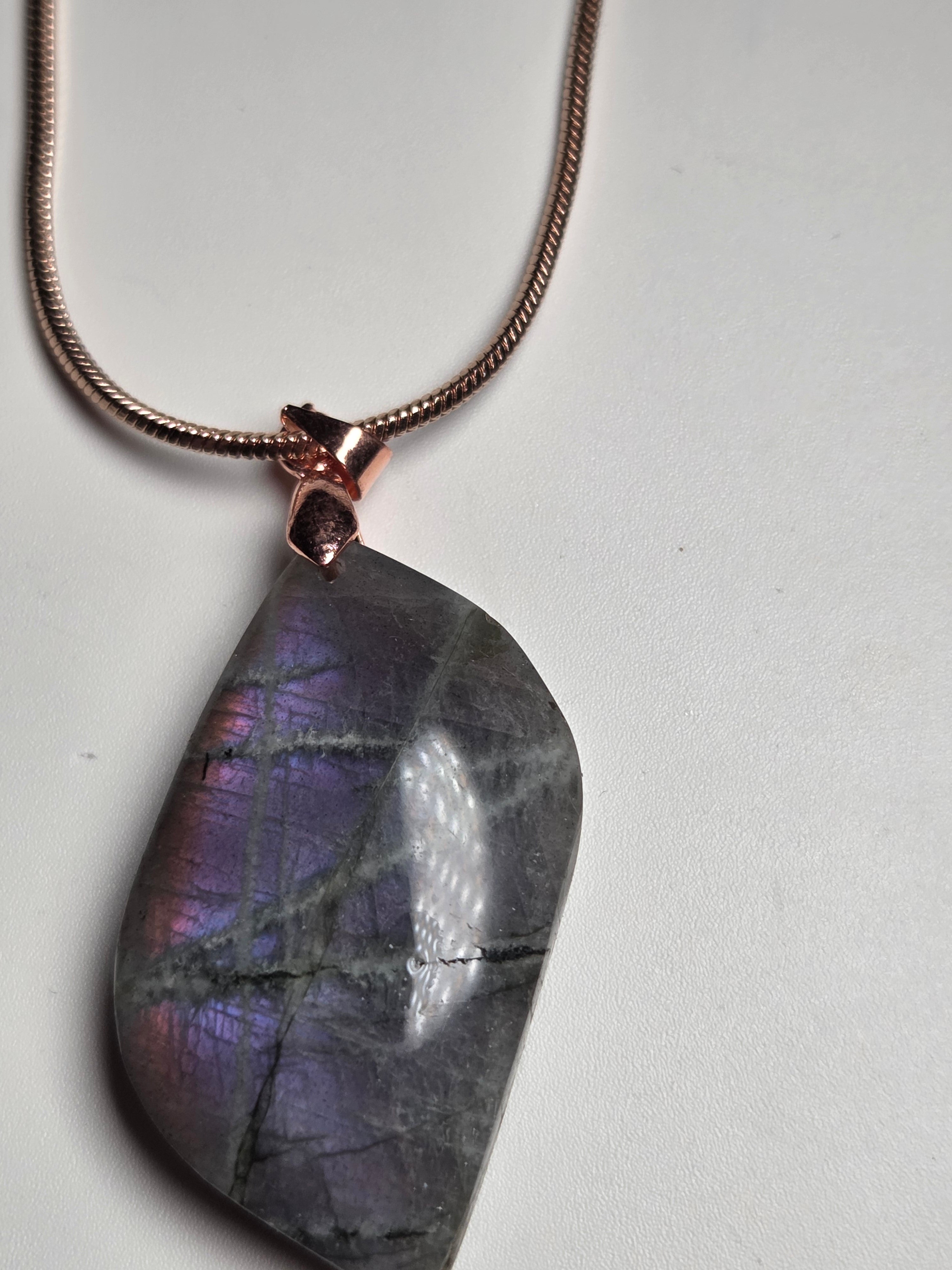 Purple labradorite crystal handmade necklace