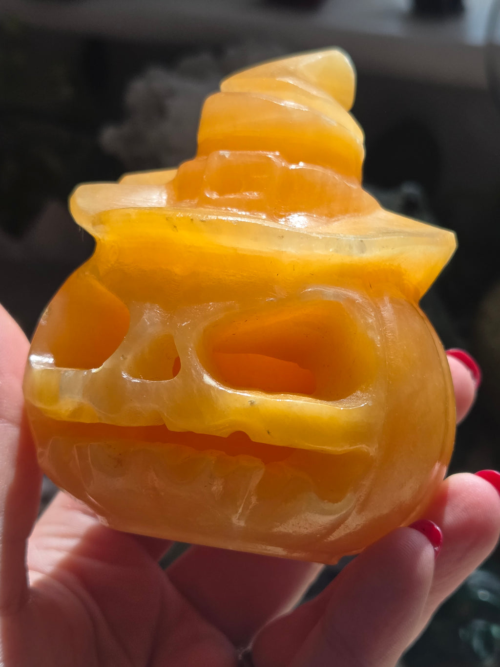 Orange calcite crystal pumpkin