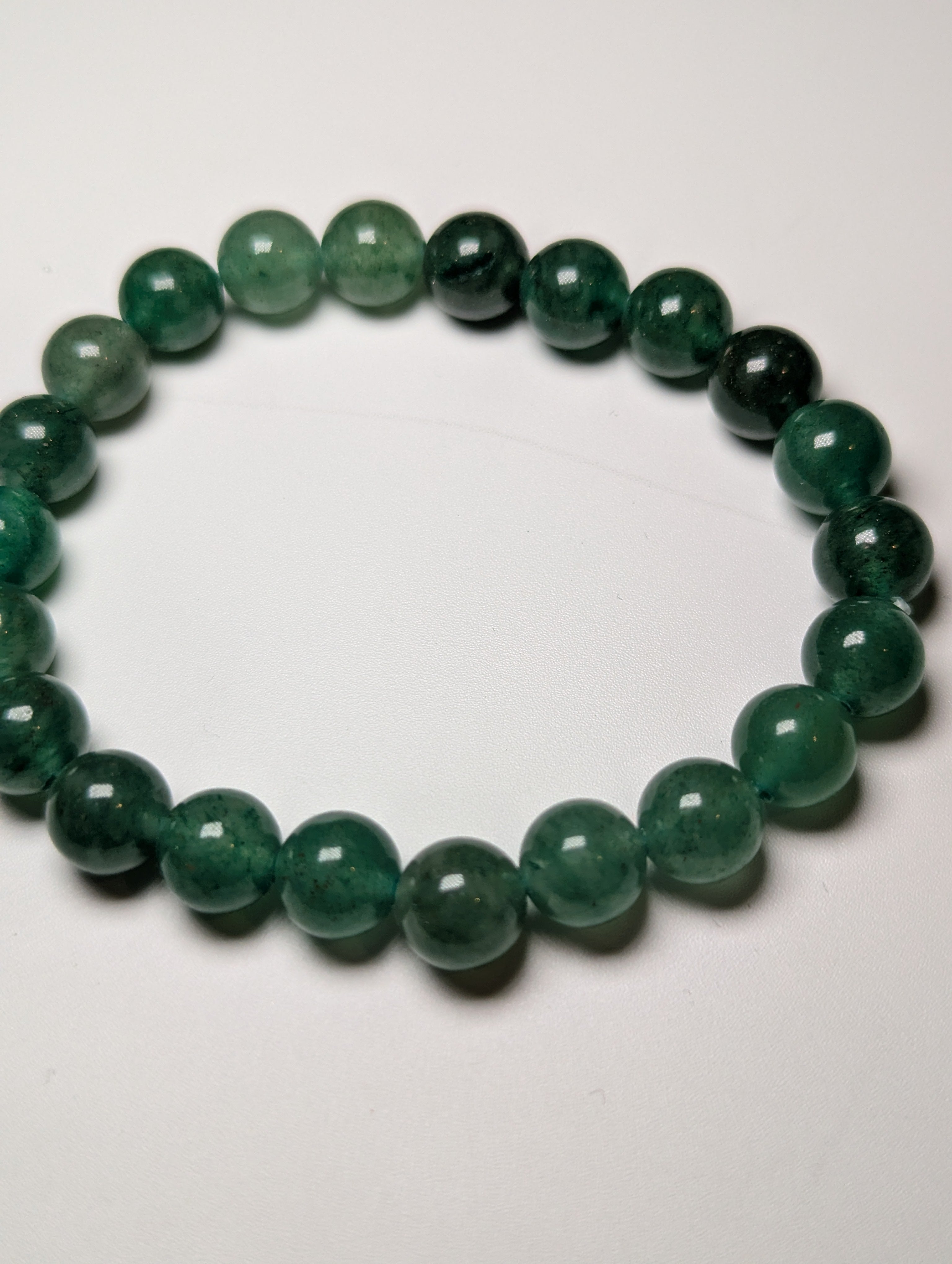 Green strawberry quartz crystal bracelet
