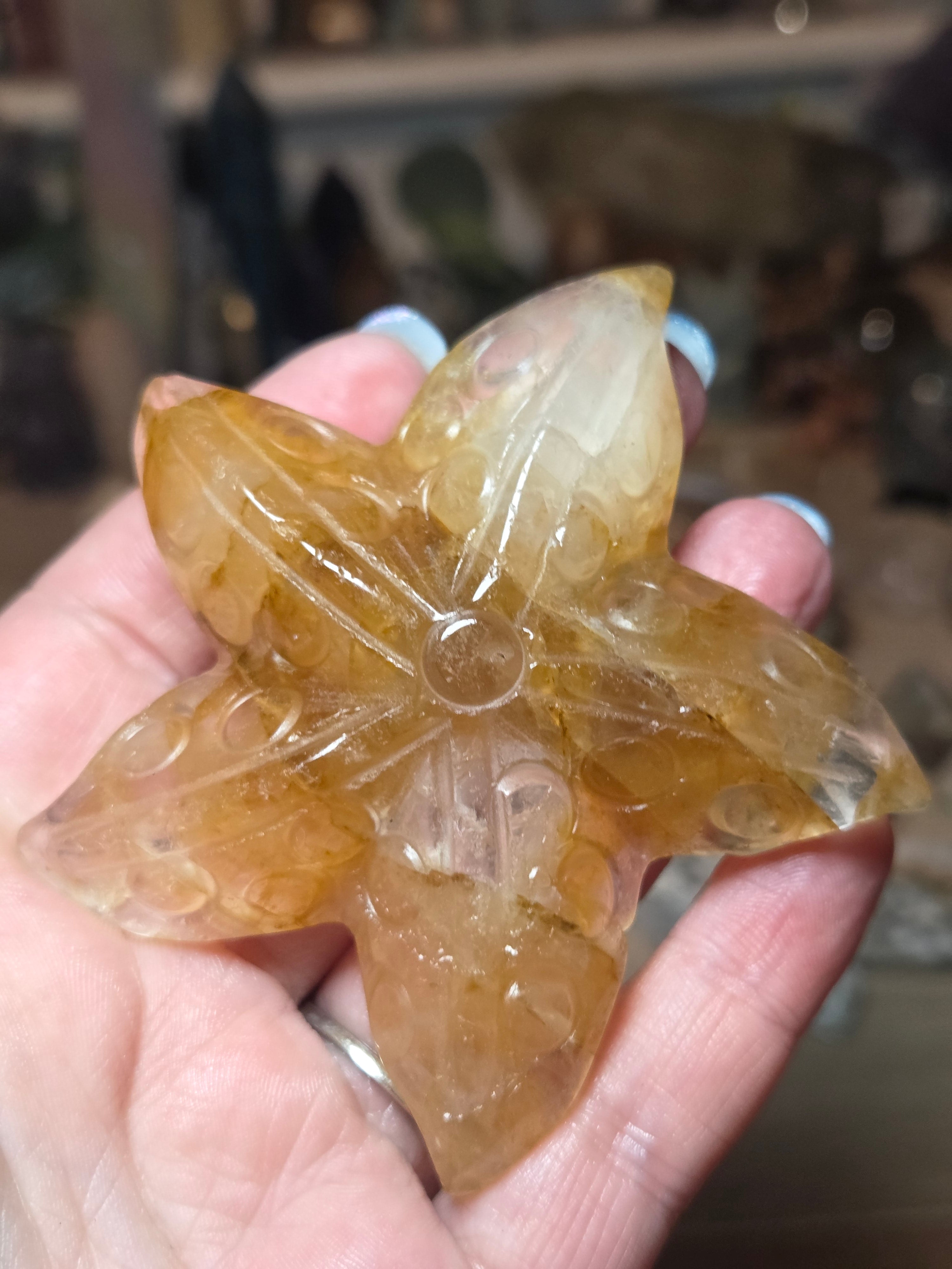 Golden healer star fish carving
