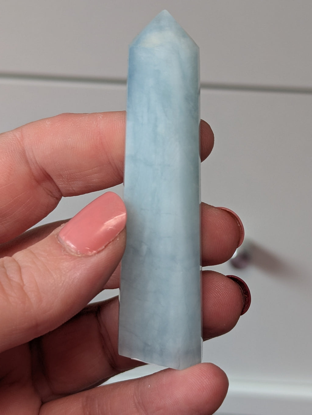 Aquamarine crystal tower carving