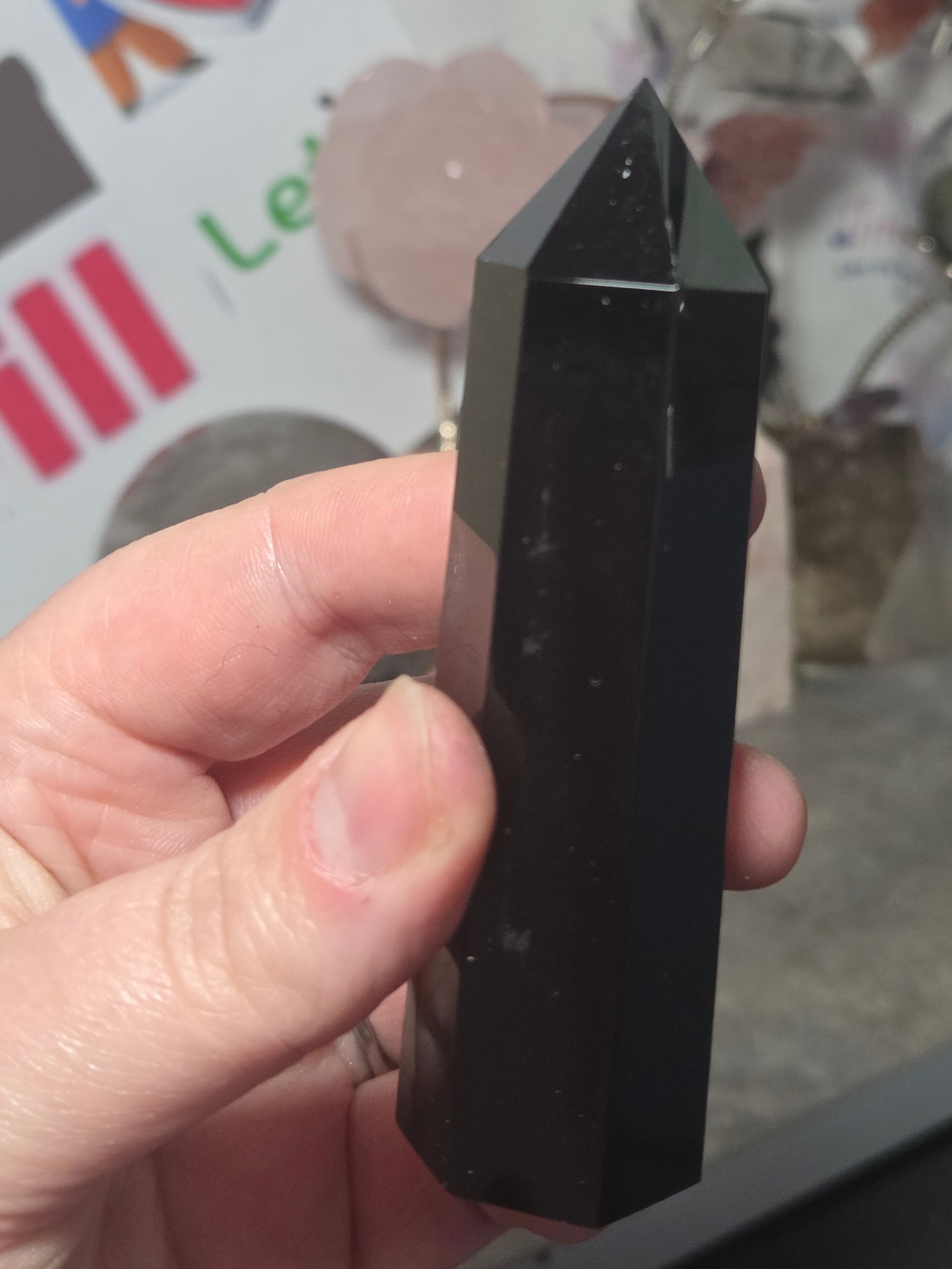 Obsidian crystal tower carving