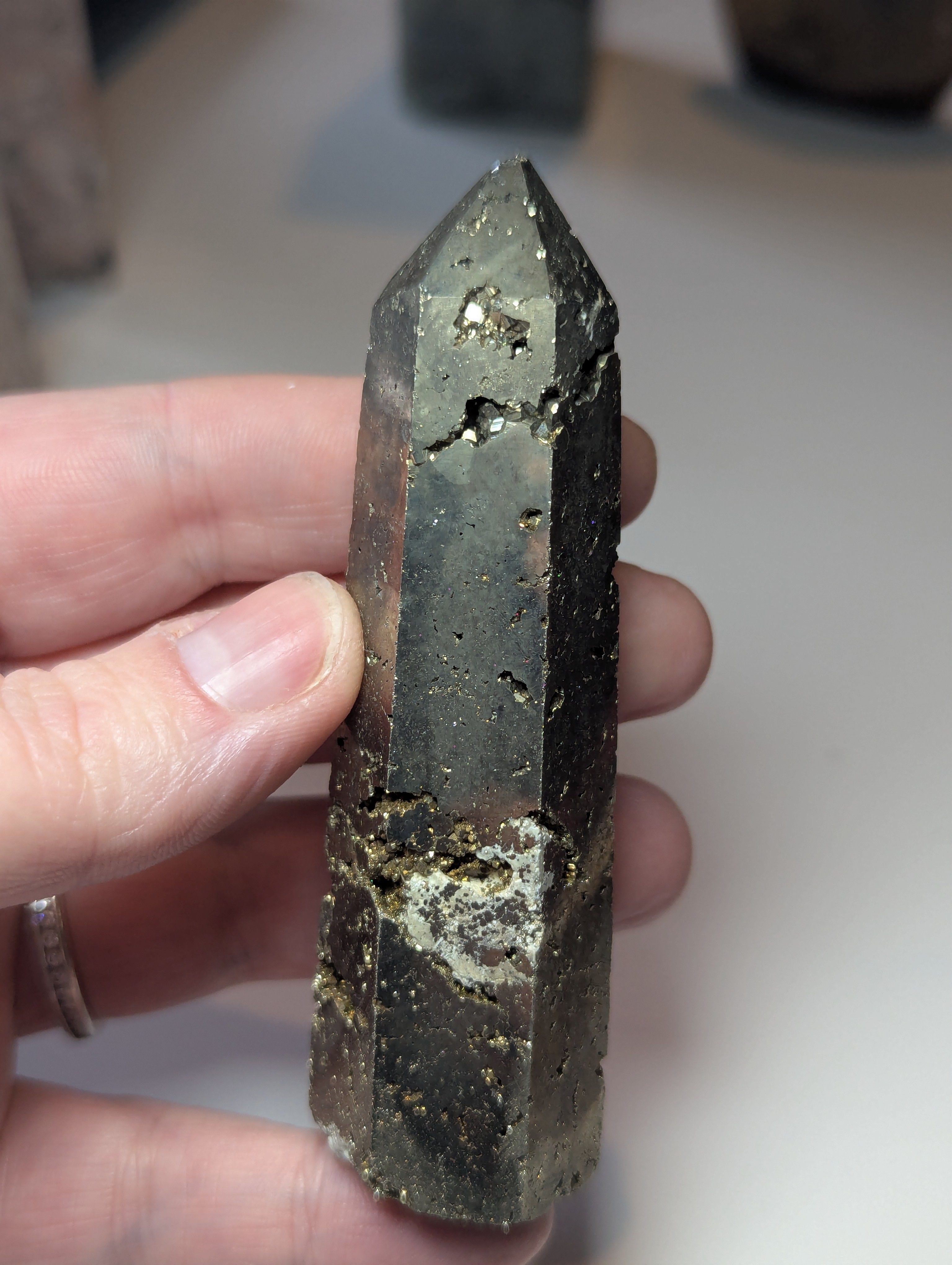 Pyrite crystal tower carving