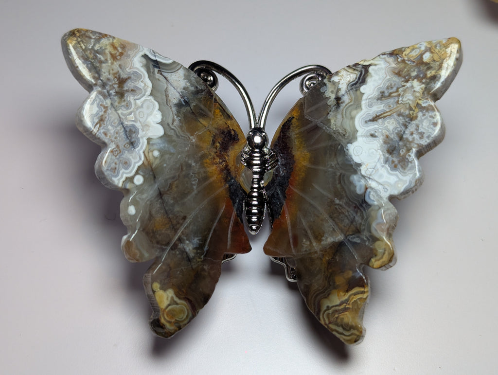 Mexican agate crystal butterfly