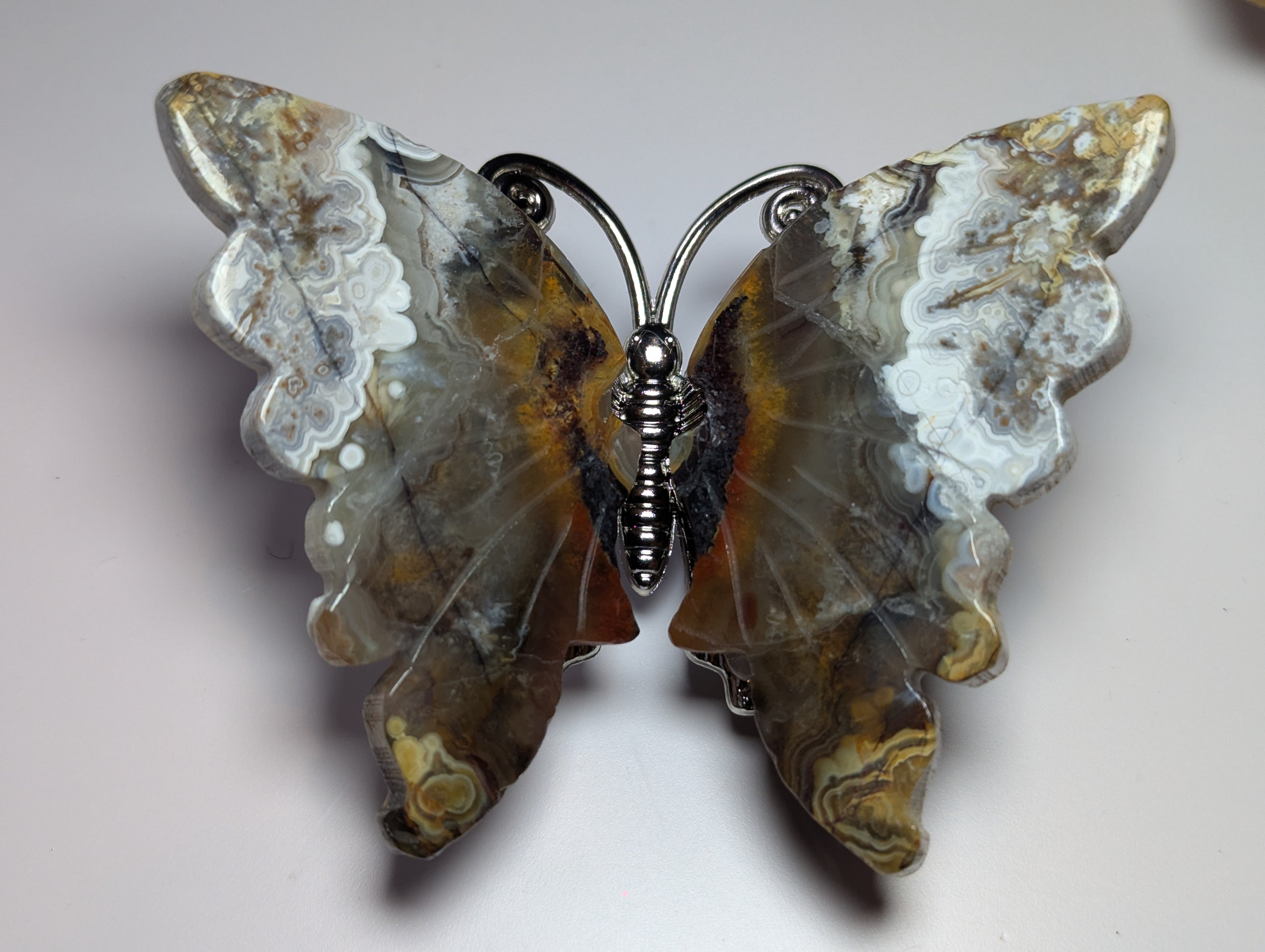 Mexican agate crystal butterfly
